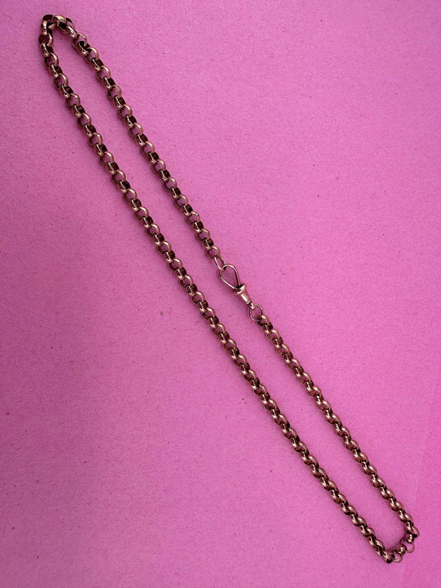 Vintage 9ct Yellow Gold Rolo/Belcher chain with antique dog clip