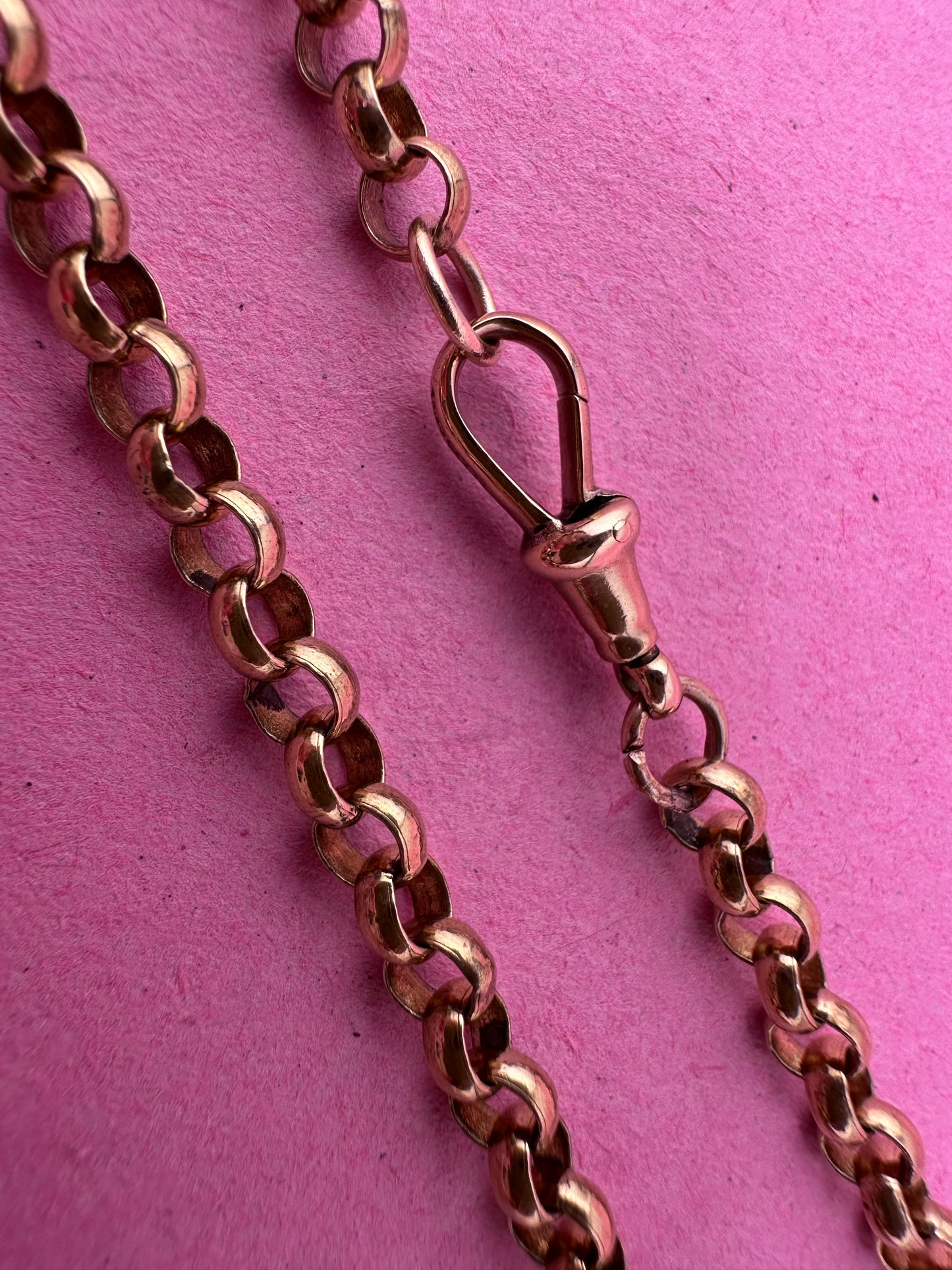 Vintage 9ct Yellow Gold Rolo/Belcher chain with antique dog clip