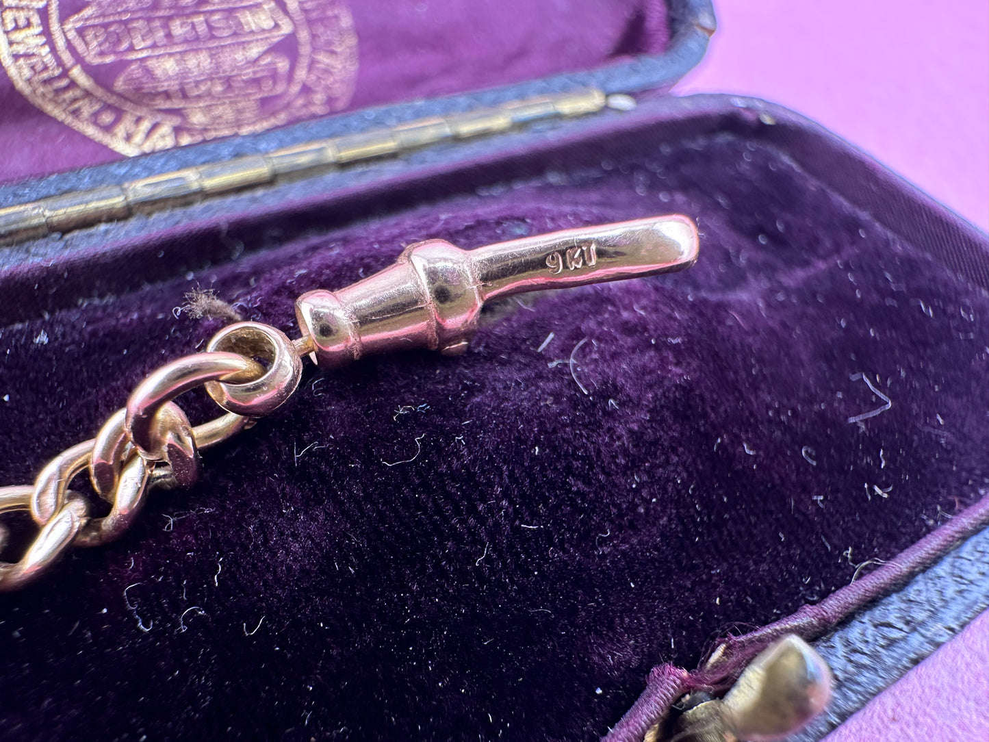 Vintage 9ct Peachy Gold Hollow curb extender