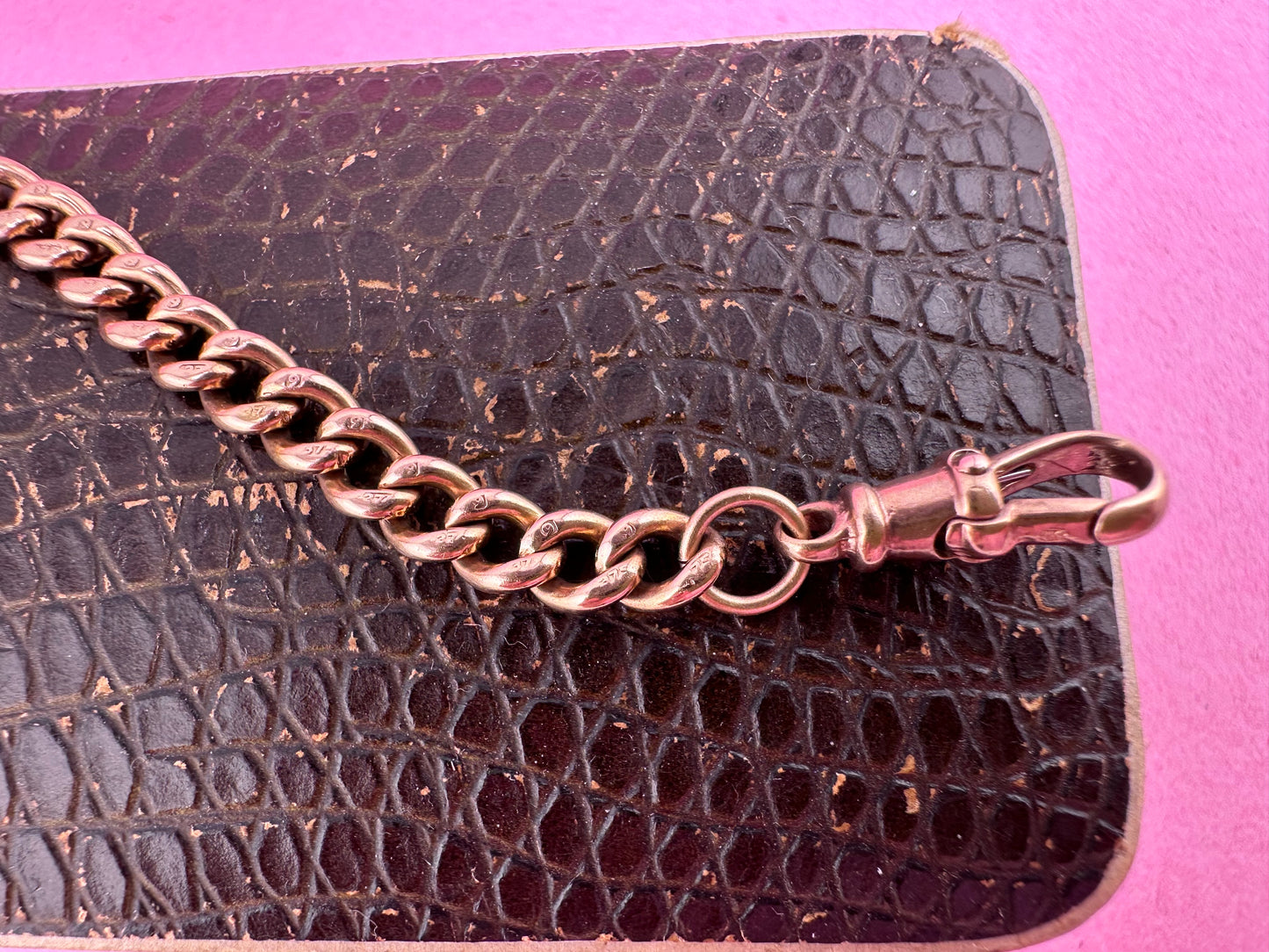 Antique 9ct Rose Curb Extender with Vintage dog clip.