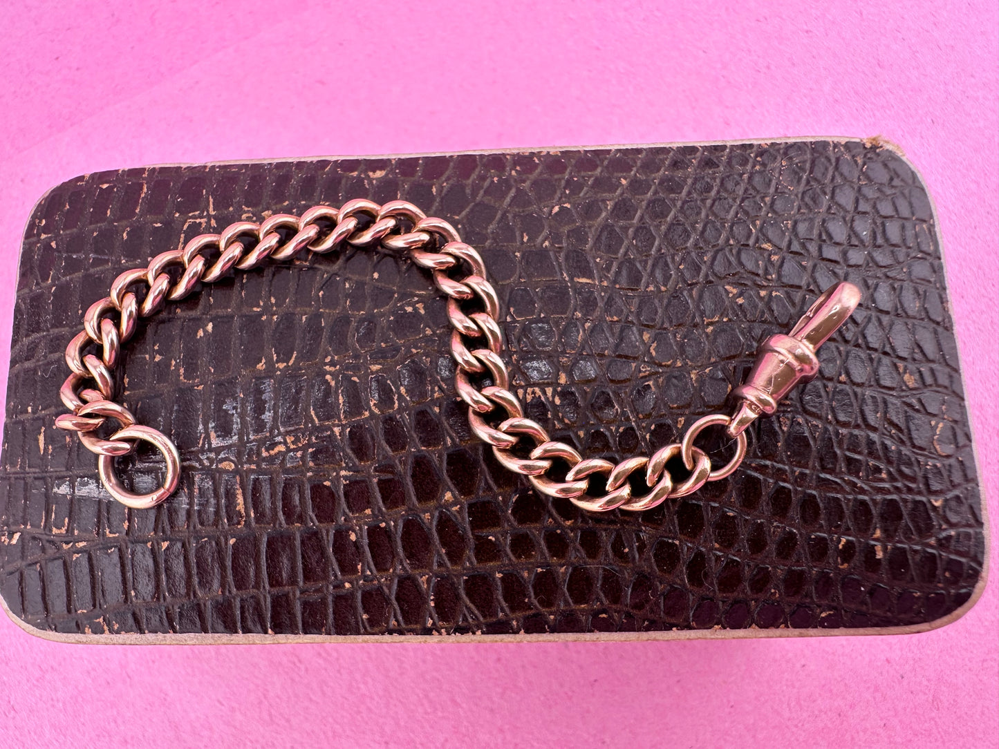 Antique 9ct Rose Curb Extender with Vintage dog clip.