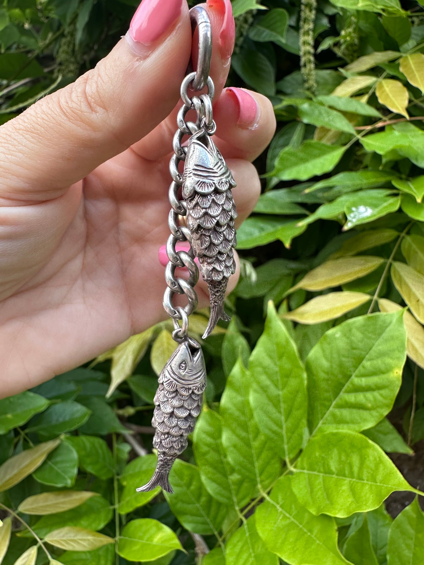Sterling Silver Articulated Double Fish Pendant