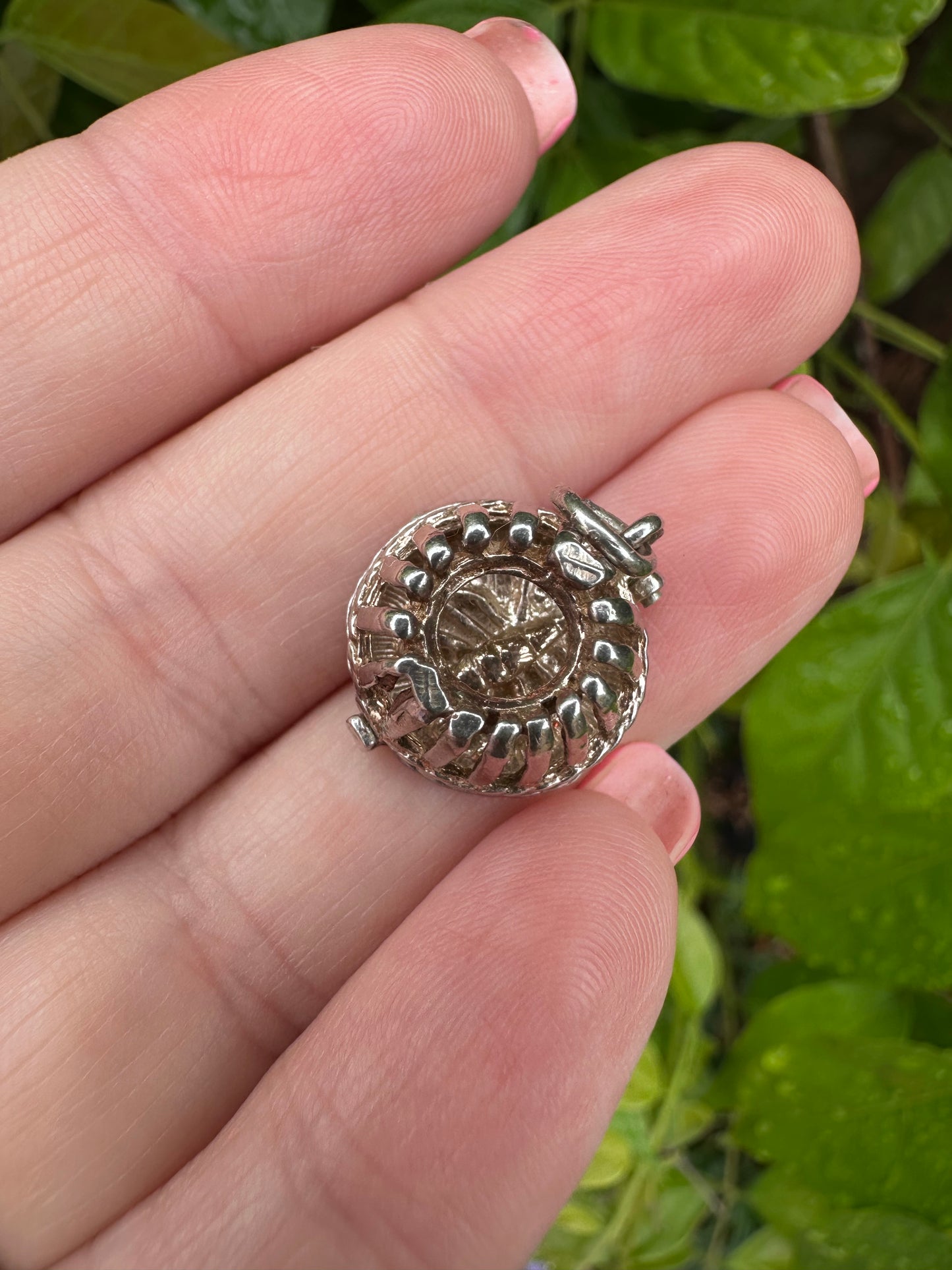 Silver Lobster Pot charm, opens