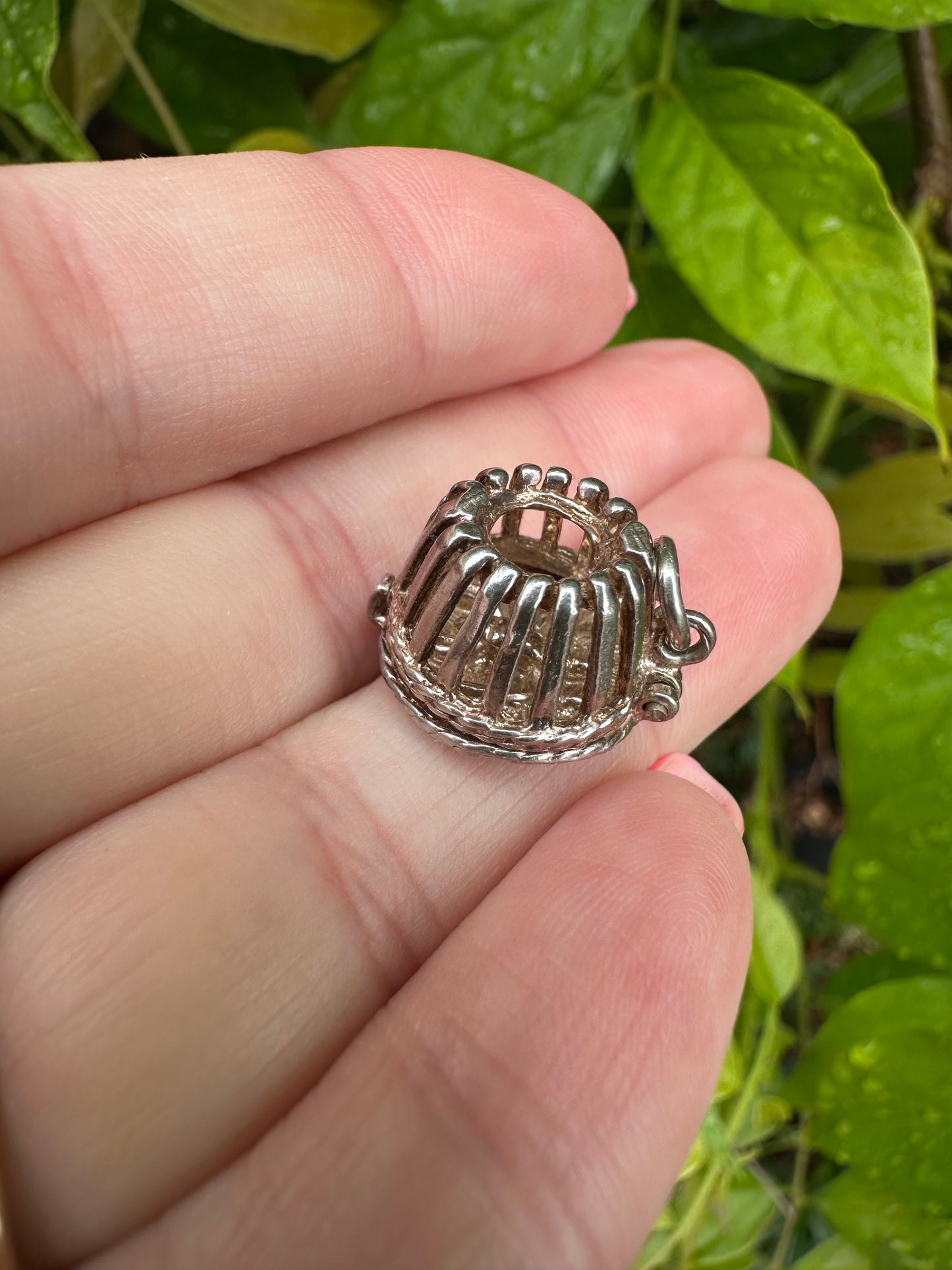 Silver Lobster Pot charm, opens