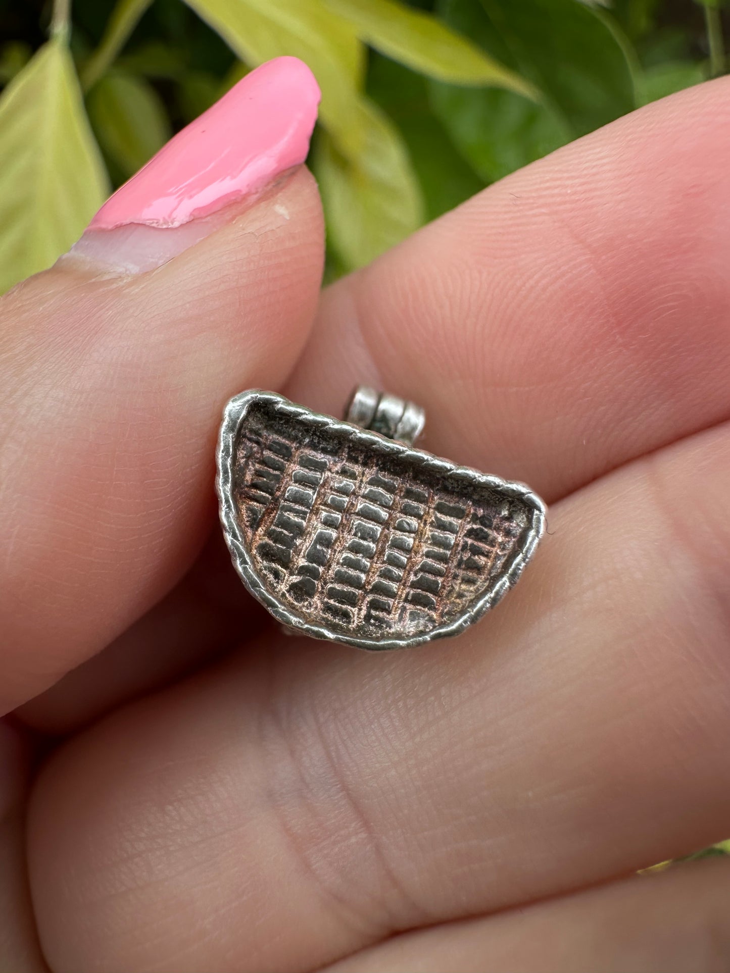 Silver Fish in a Basket Charm, opens