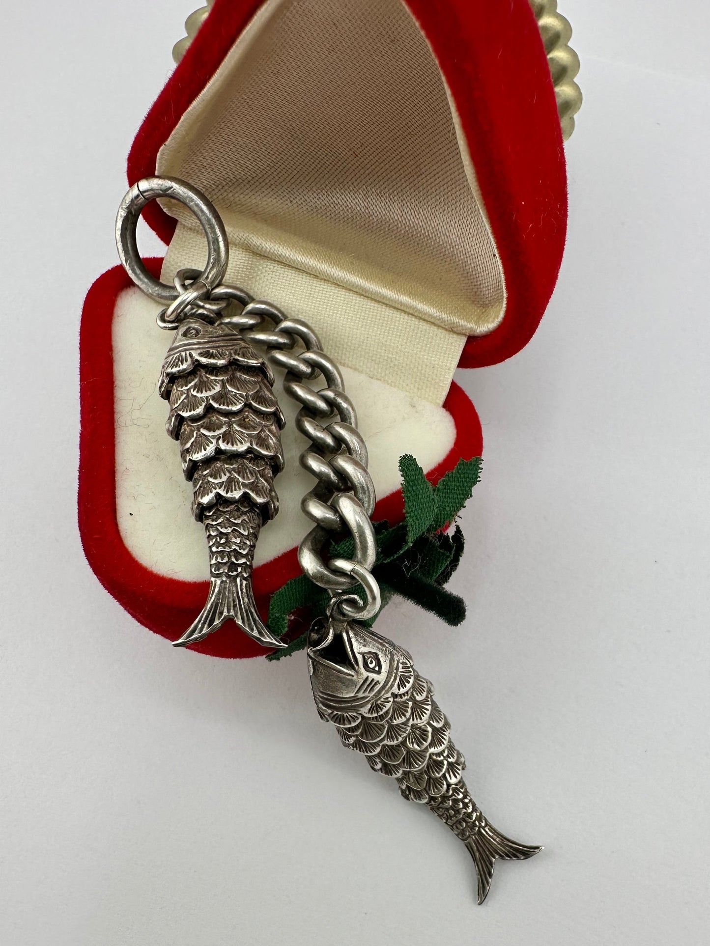 Sterling Silver Articulated Double Fish Pendant