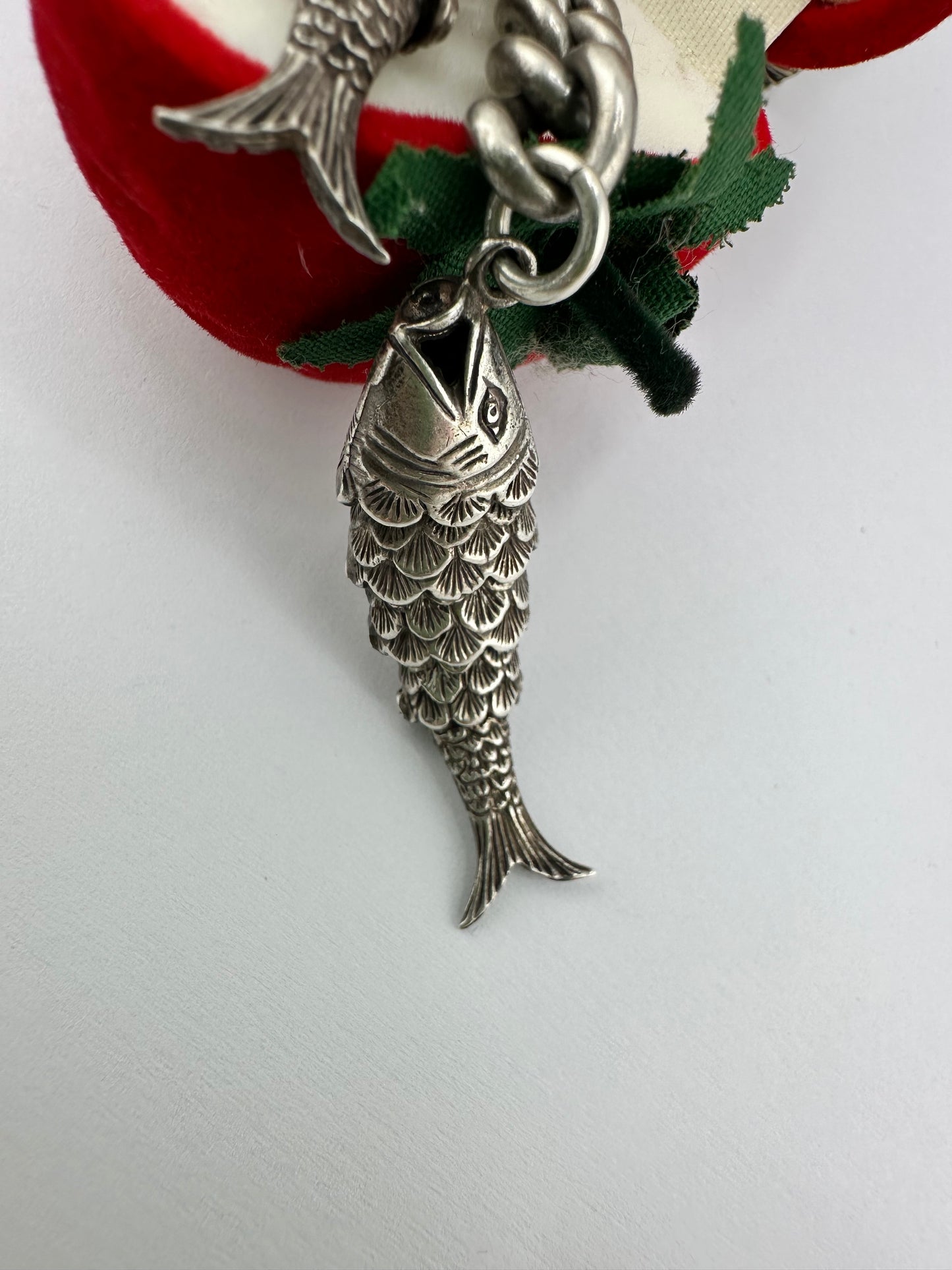 Sterling Silver Articulated Double Fish Pendant
