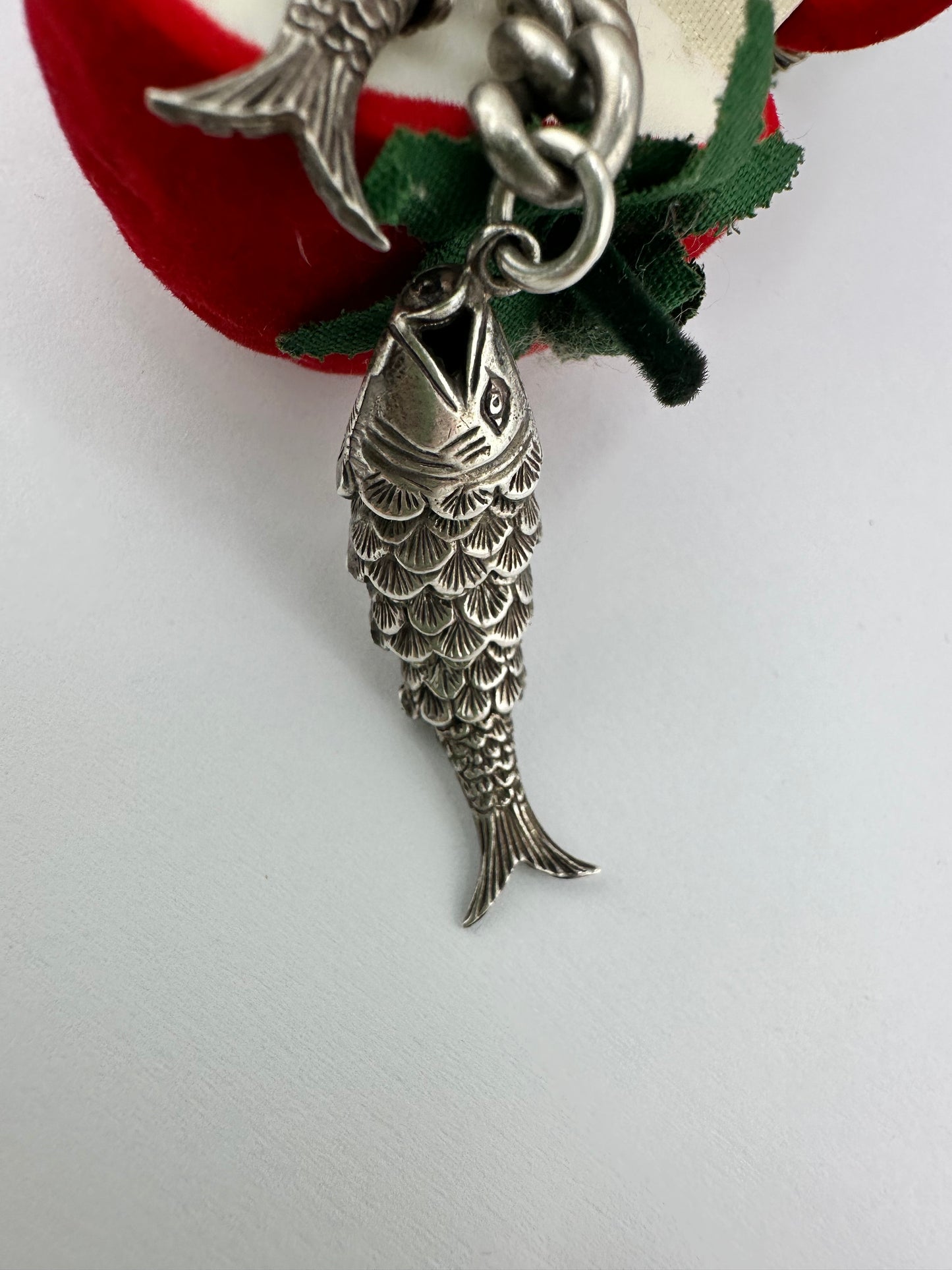 Sterling Silver Articulated Double Fish Pendant