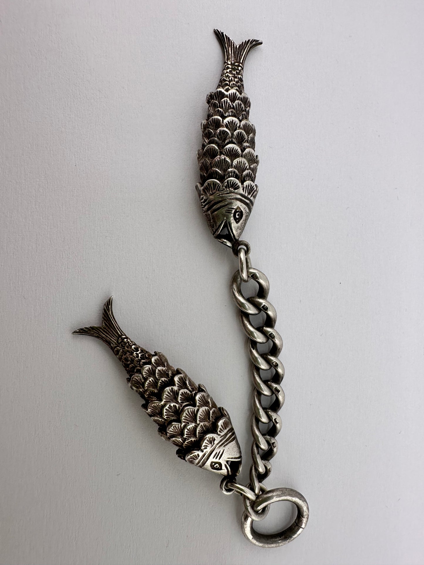 Sterling Silver Articulated Double Fish Pendant