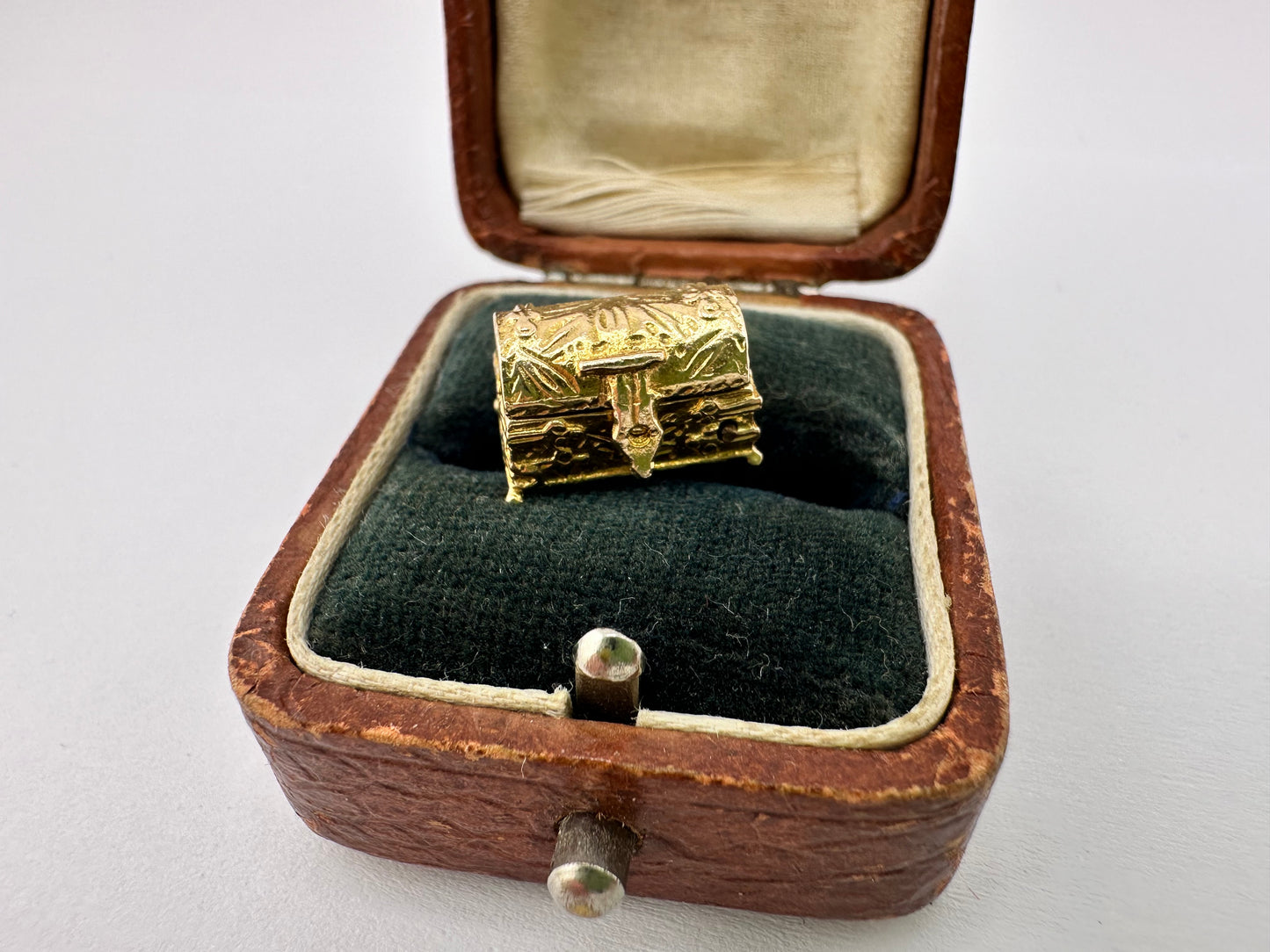 Reserved for Teigan Vintage 9ct Gold Articulated Treasure chest charm with diamonds