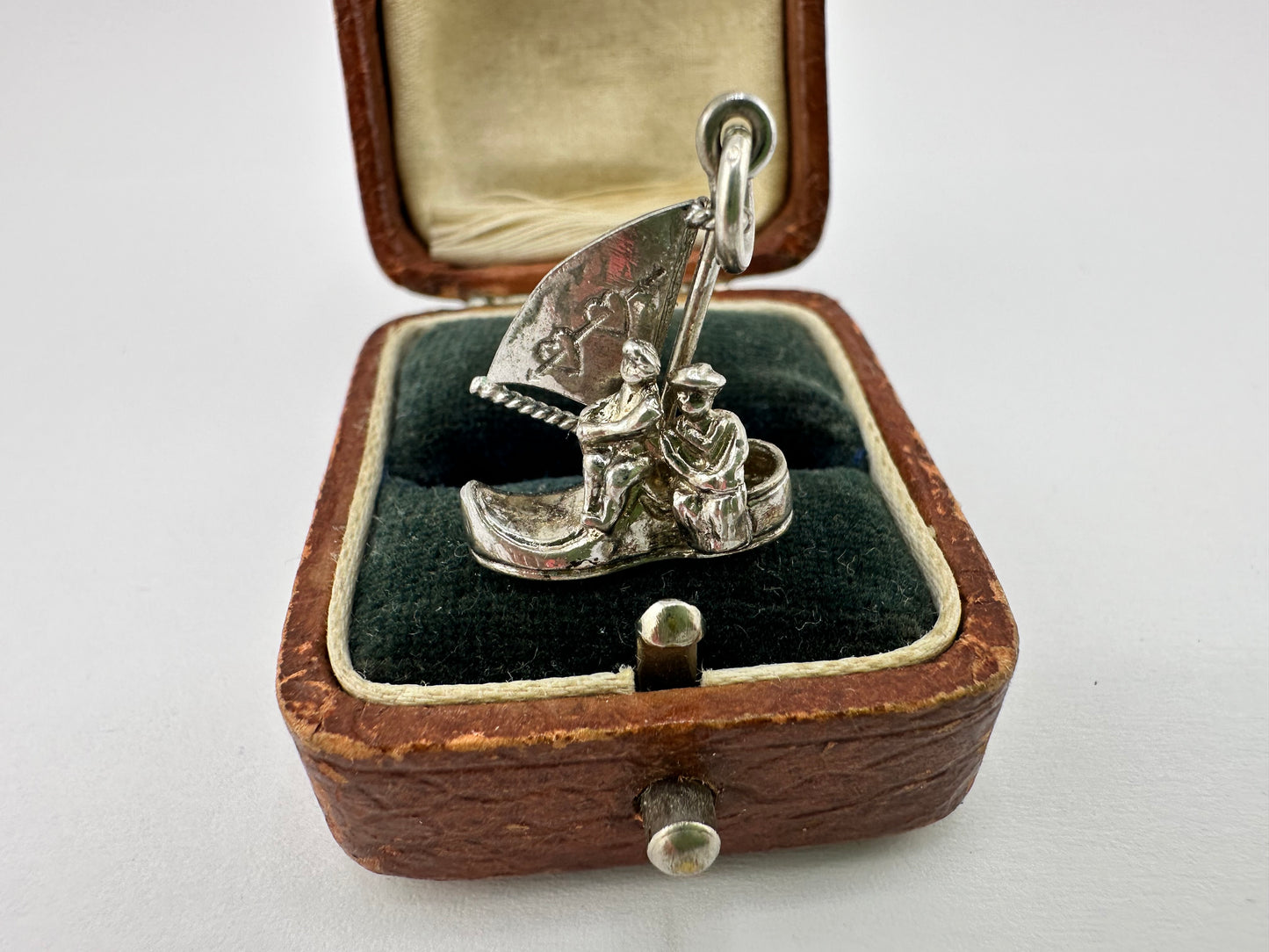 Silver Articulated ‘I Love You’ Boat charm, sail moves