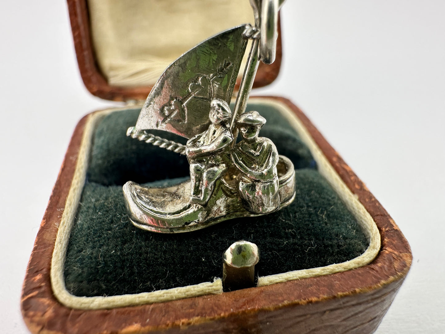 Silver Articulated ‘I Love You’ Boat charm, sail moves