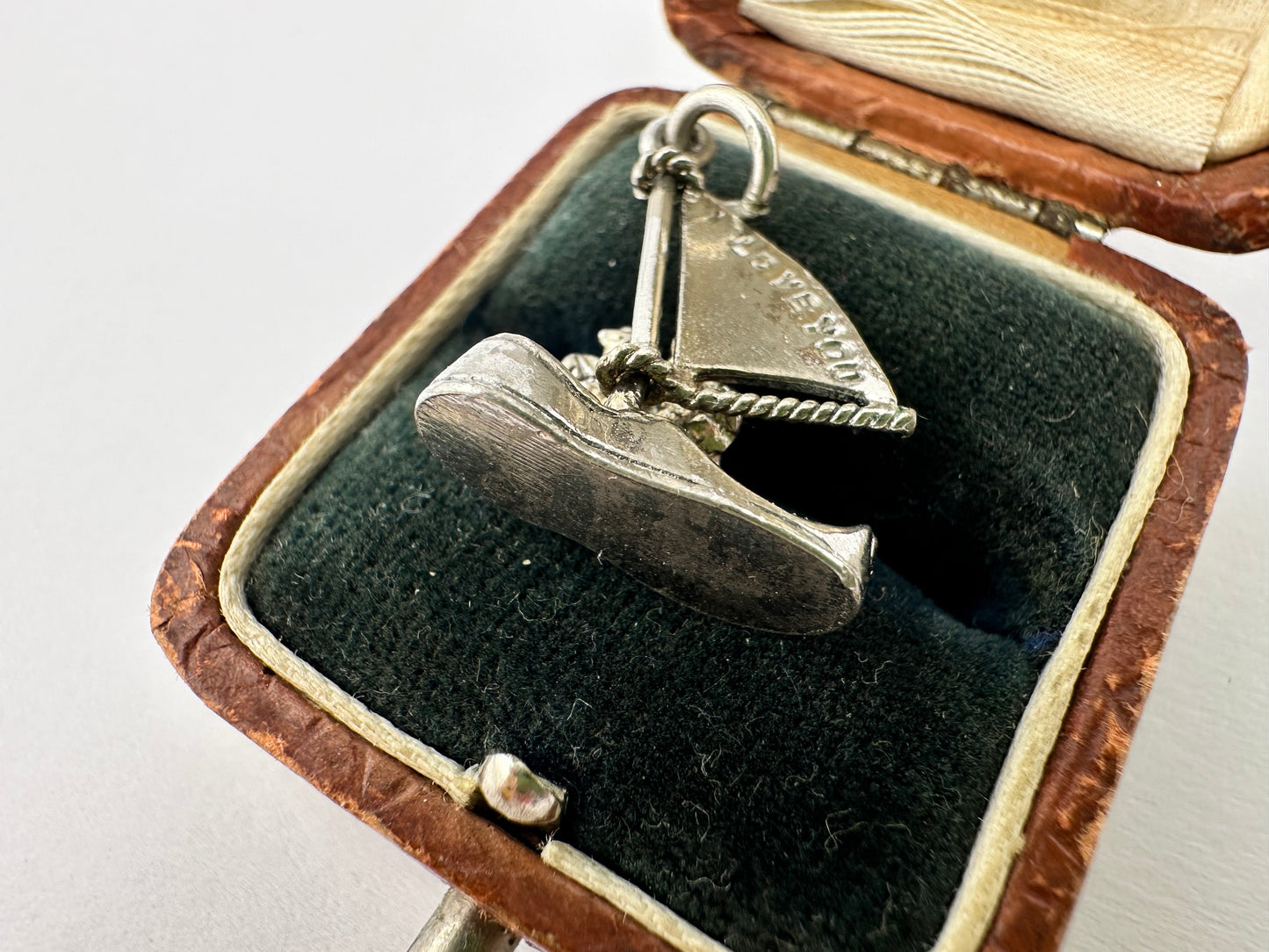 Silver Articulated ‘I Love You’ Boat charm, sail moves