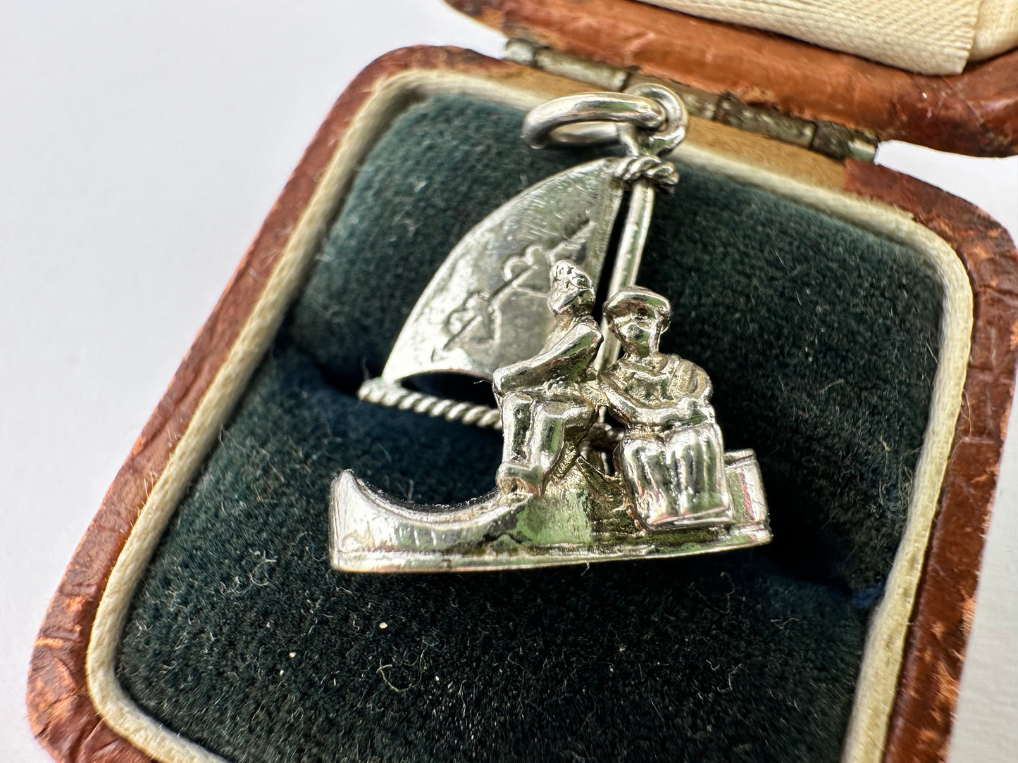 Silver Articulated ‘I Love You’ Boat charm, sail moves