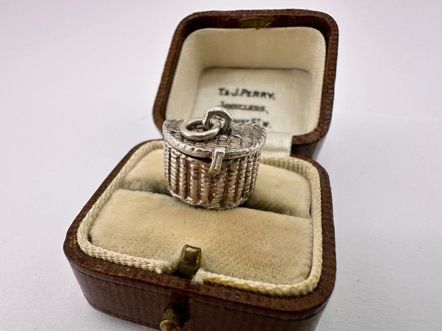 Silver Fish in a Basket Charm, opens