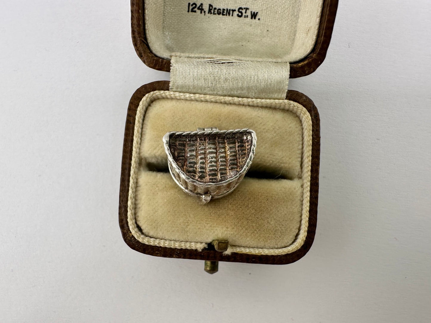 Silver Fish in a Basket Charm, opens