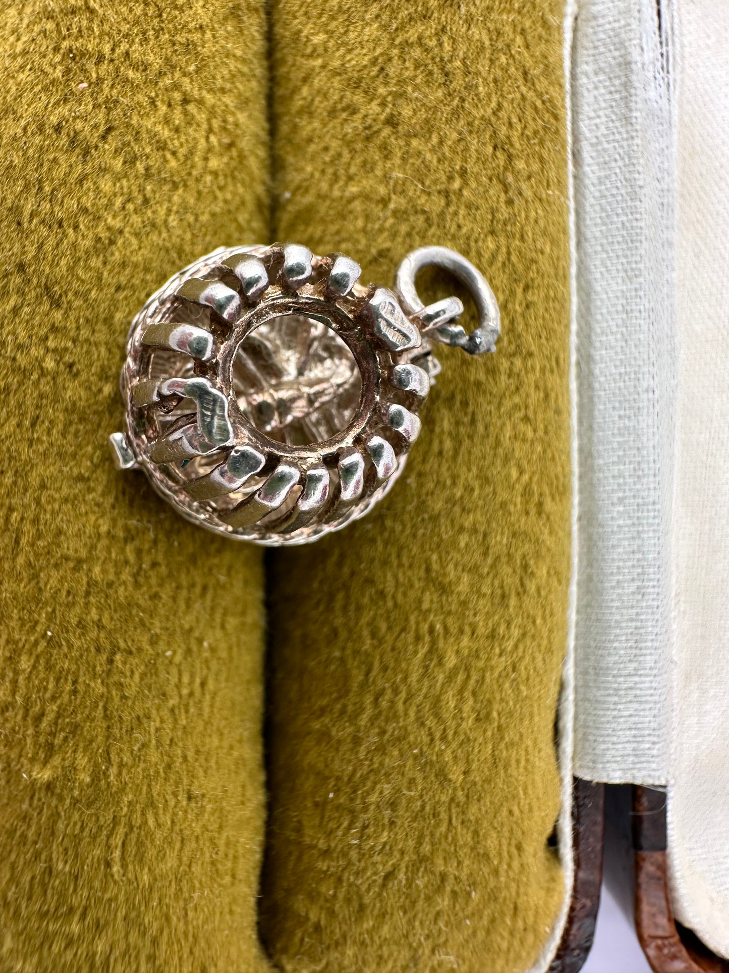 Silver Lobster Pot charm, opens