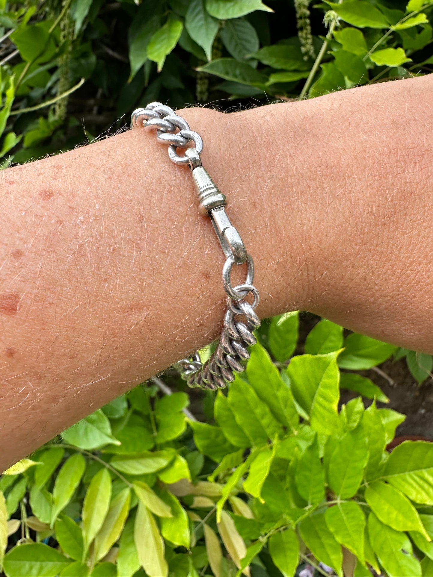 Sterling Silver Graduated Chunky Albert Bracelet