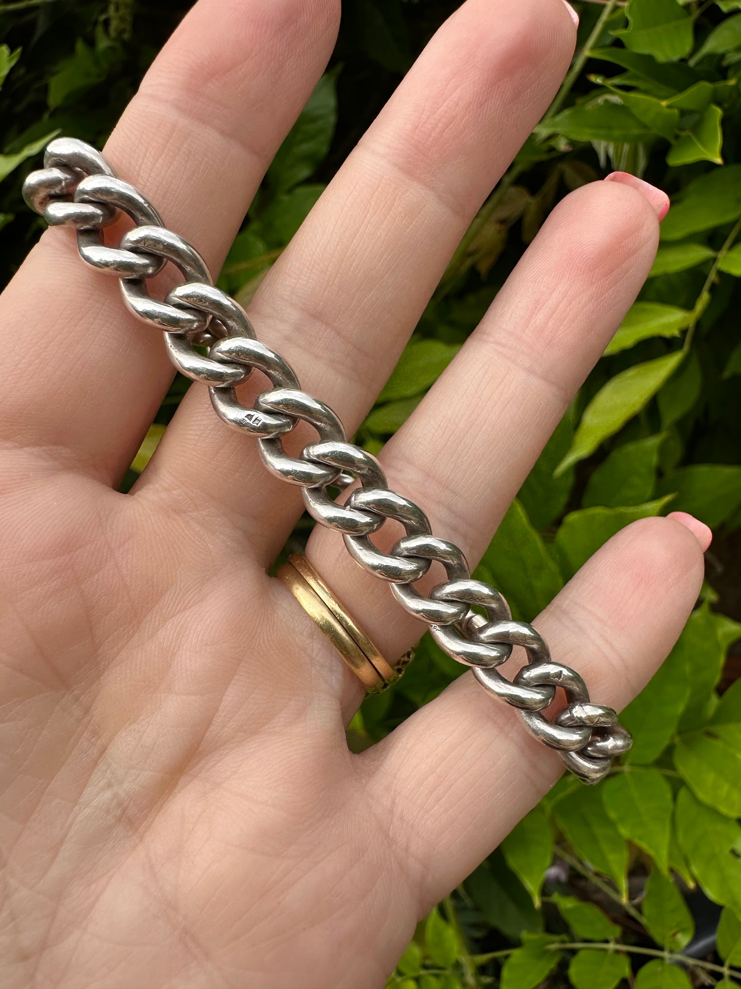 Sterling Silver Graduated Chunky Albert Bracelet