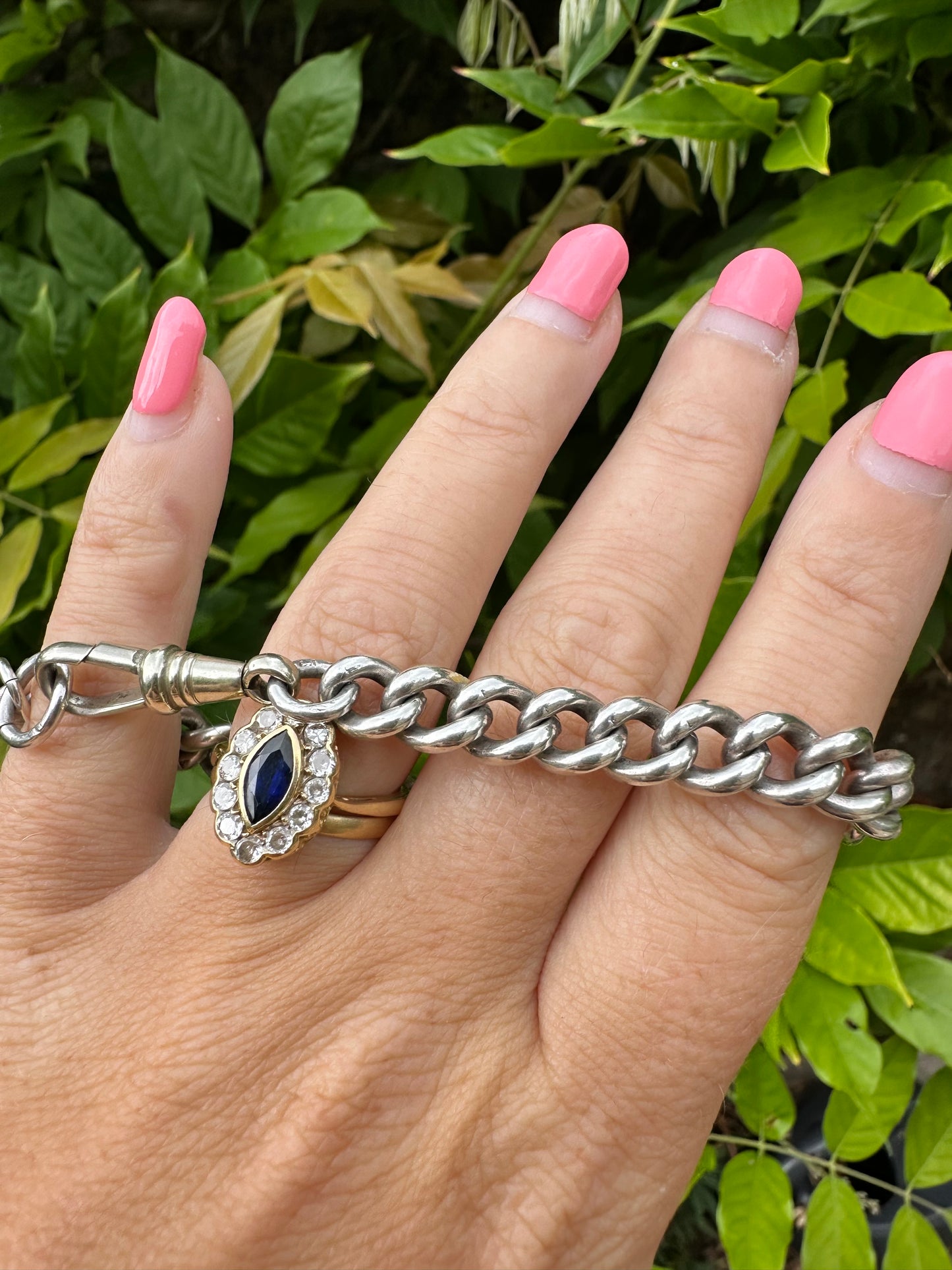Sterling Silver Graduated Chunky Albert Bracelet