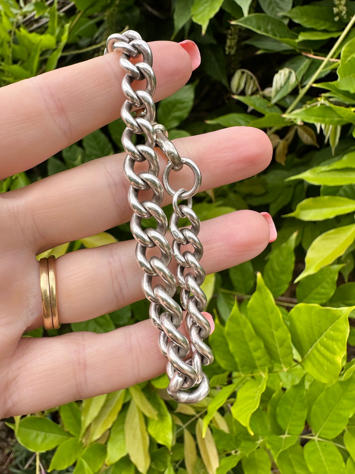 Sterling Silver Graduated Chunky Albert Bracelet