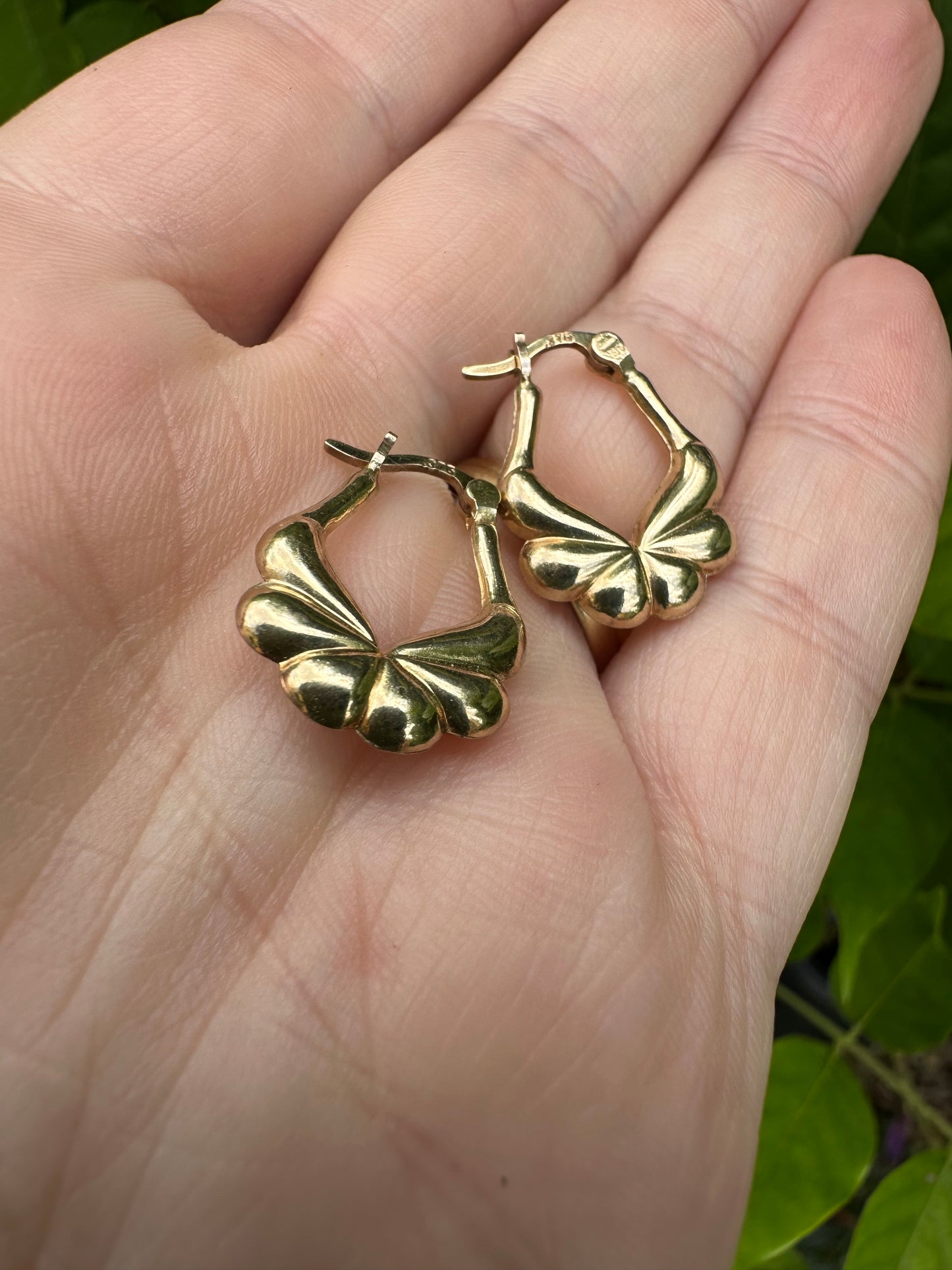 9ct Gold Butterfly puffy hoops