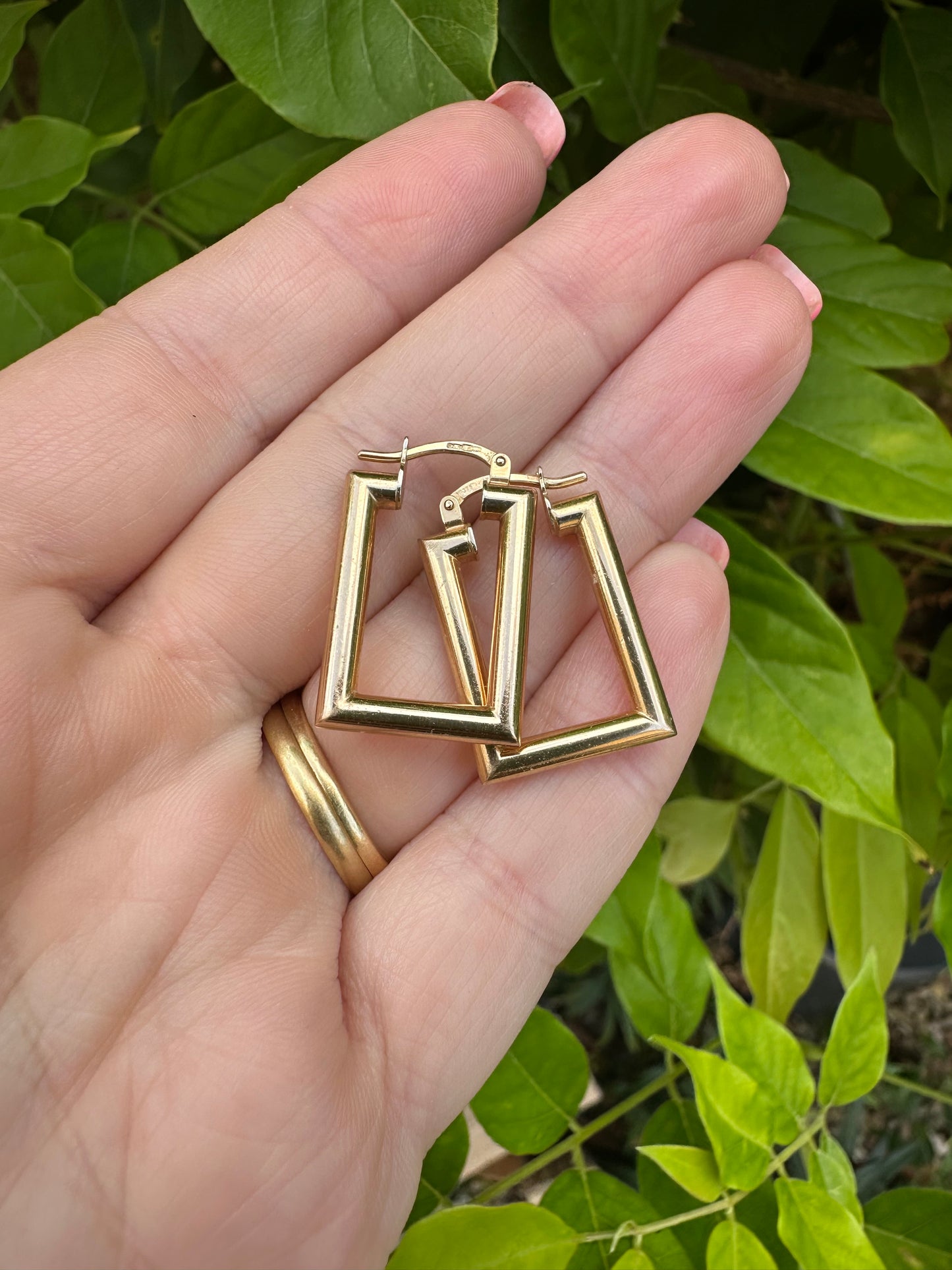 9ct Gold Rectangular Hoops