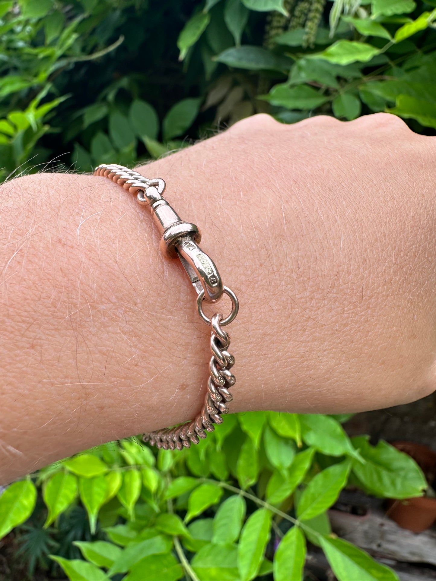 Antique 9ct Rose Gold Graduated Albert Bracelet with dog clip