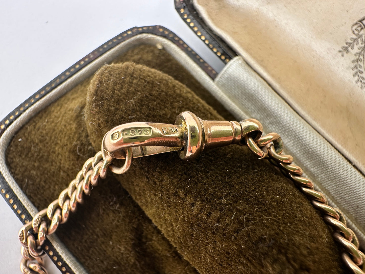 Antique 9ct Rose Gold Graduated Albert Bracelet with dog clip