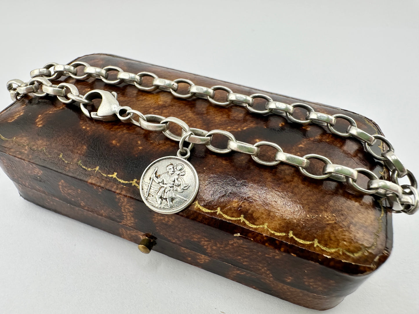 Silver Belcher Bracelet with St Christopher charm