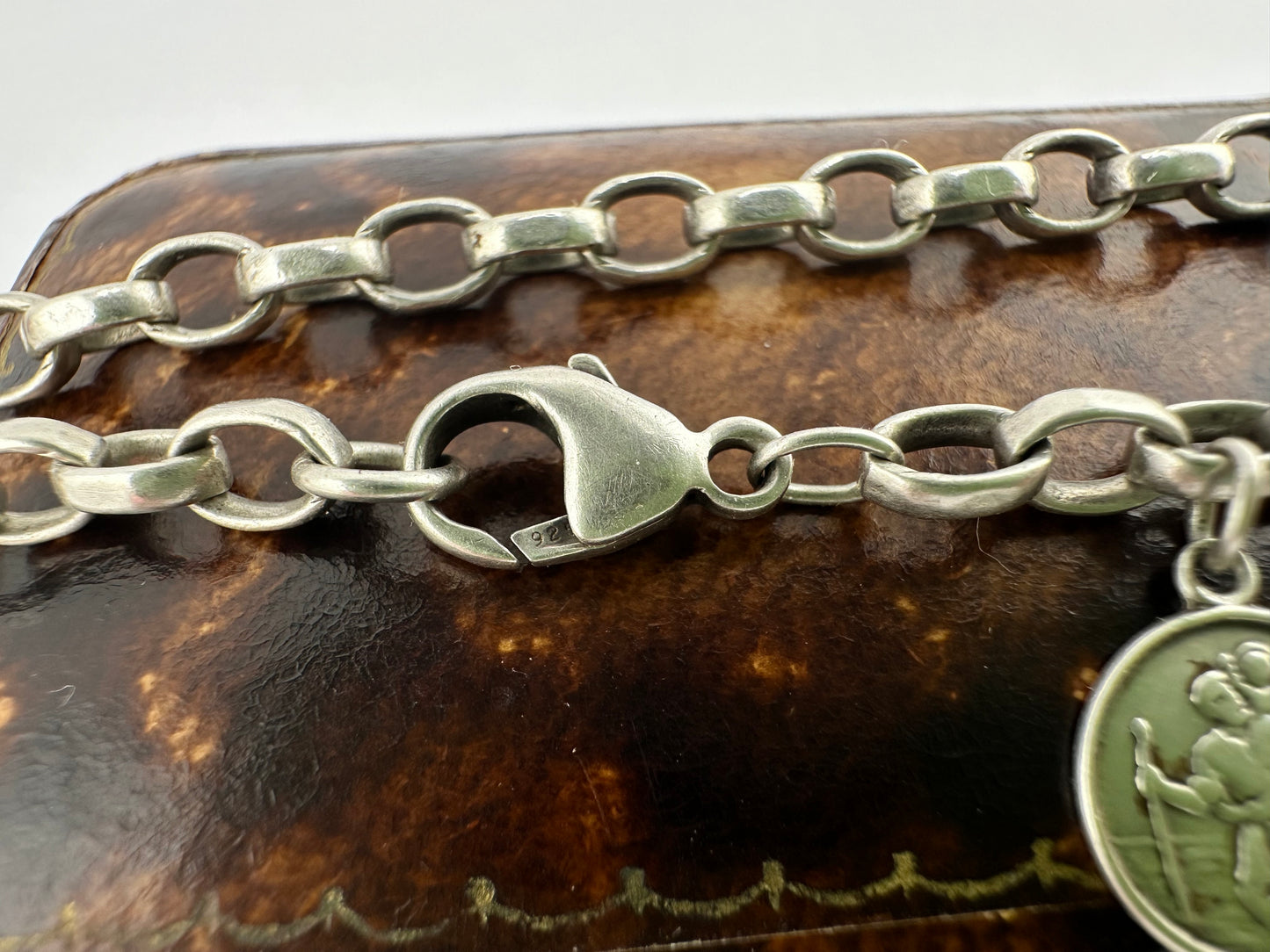 Silver Belcher Bracelet with St Christopher charm