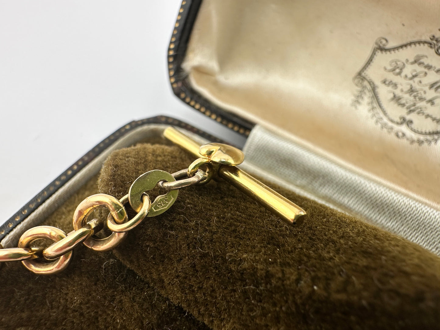 Vintage 9ct Gold Cable bracelet with heart toggle and heart t-bar