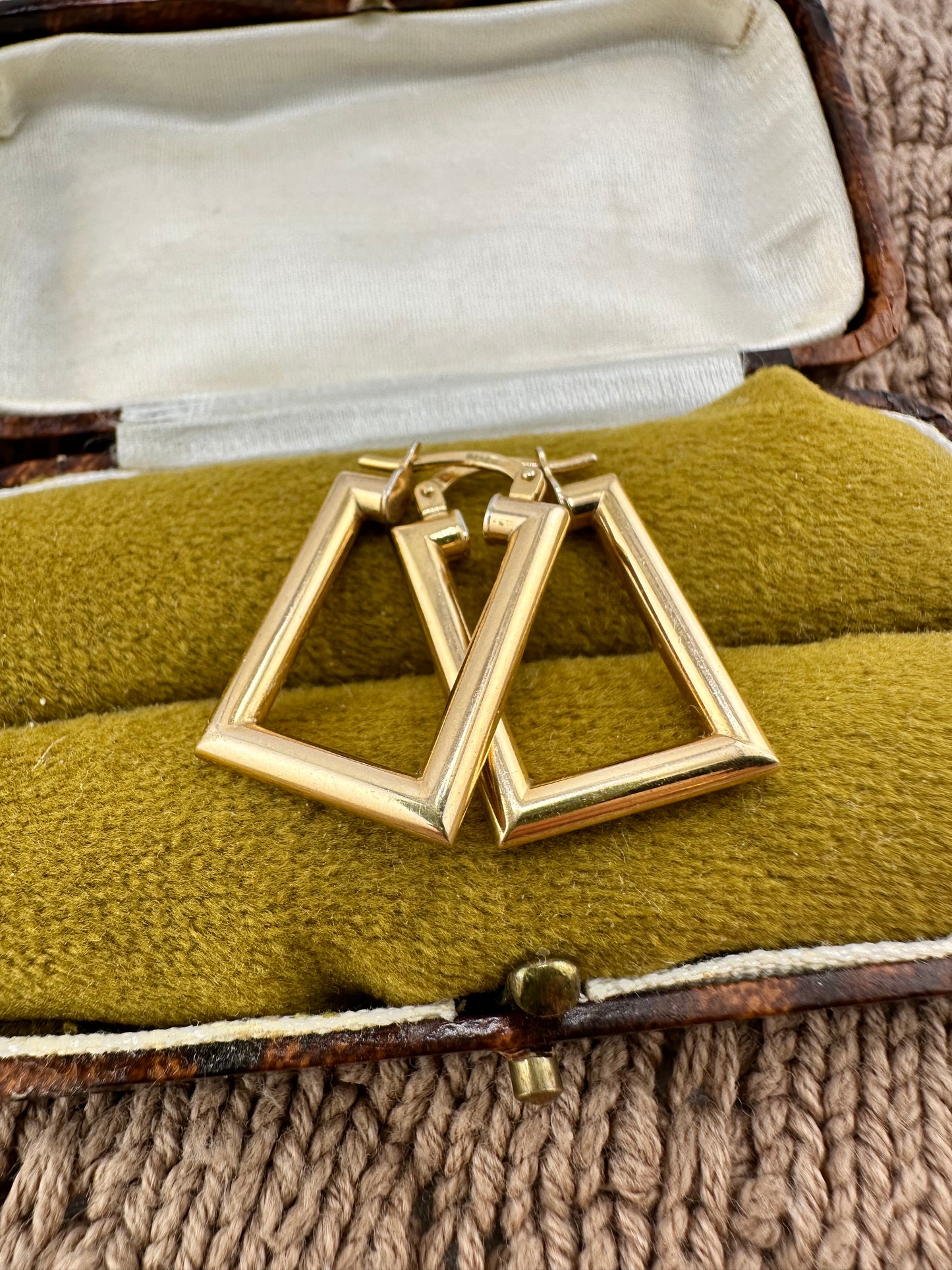 9ct Gold Rectangular Hoops