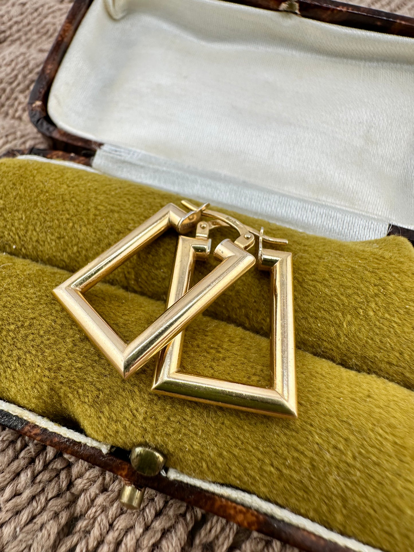 9ct Gold Rectangular Hoops