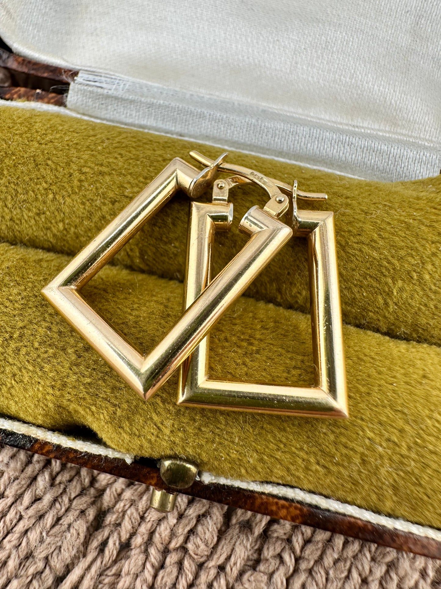 9ct Gold Rectangular Hoops