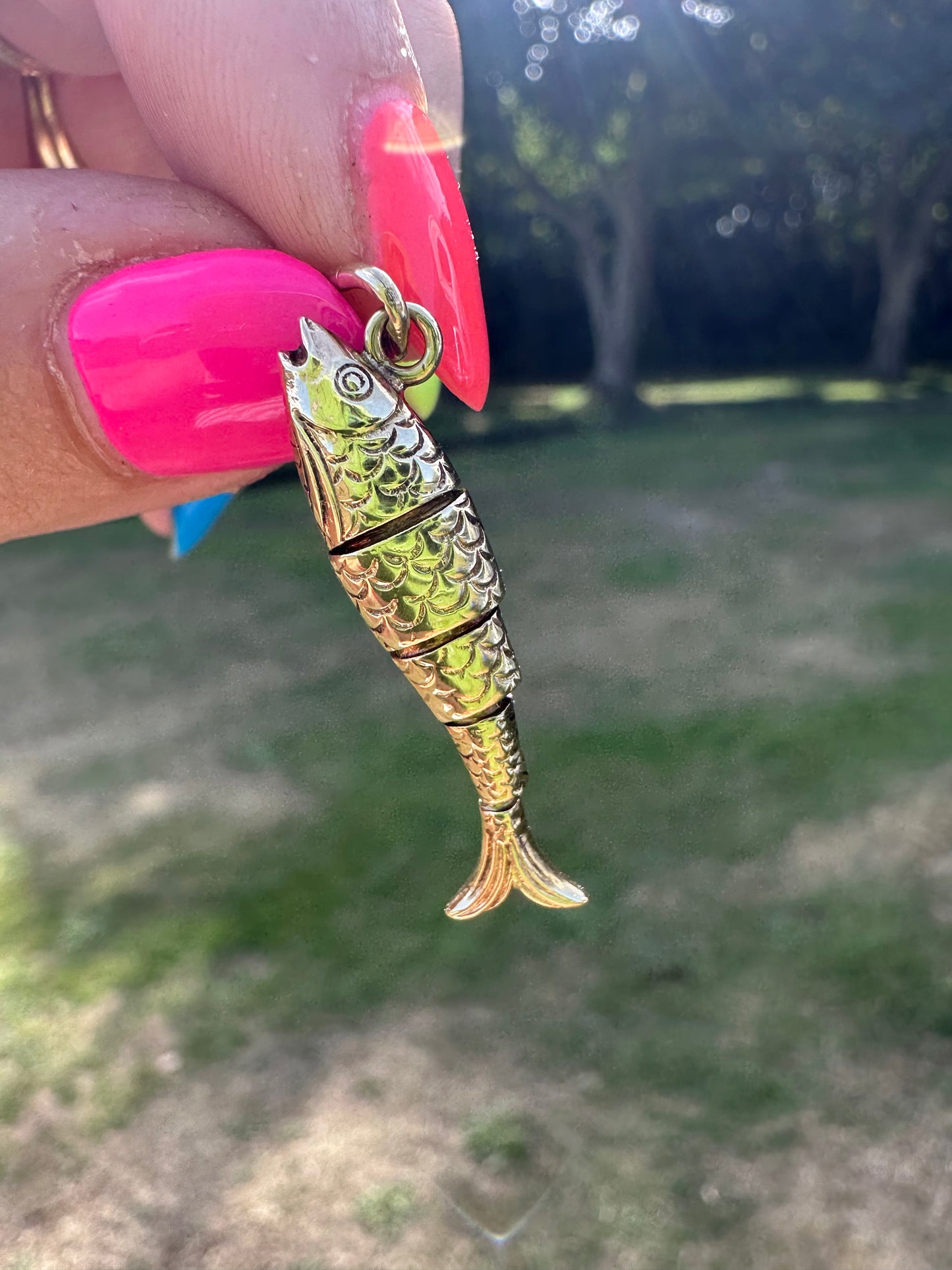 Vintage 9ct Gold Articulated Fish Charm