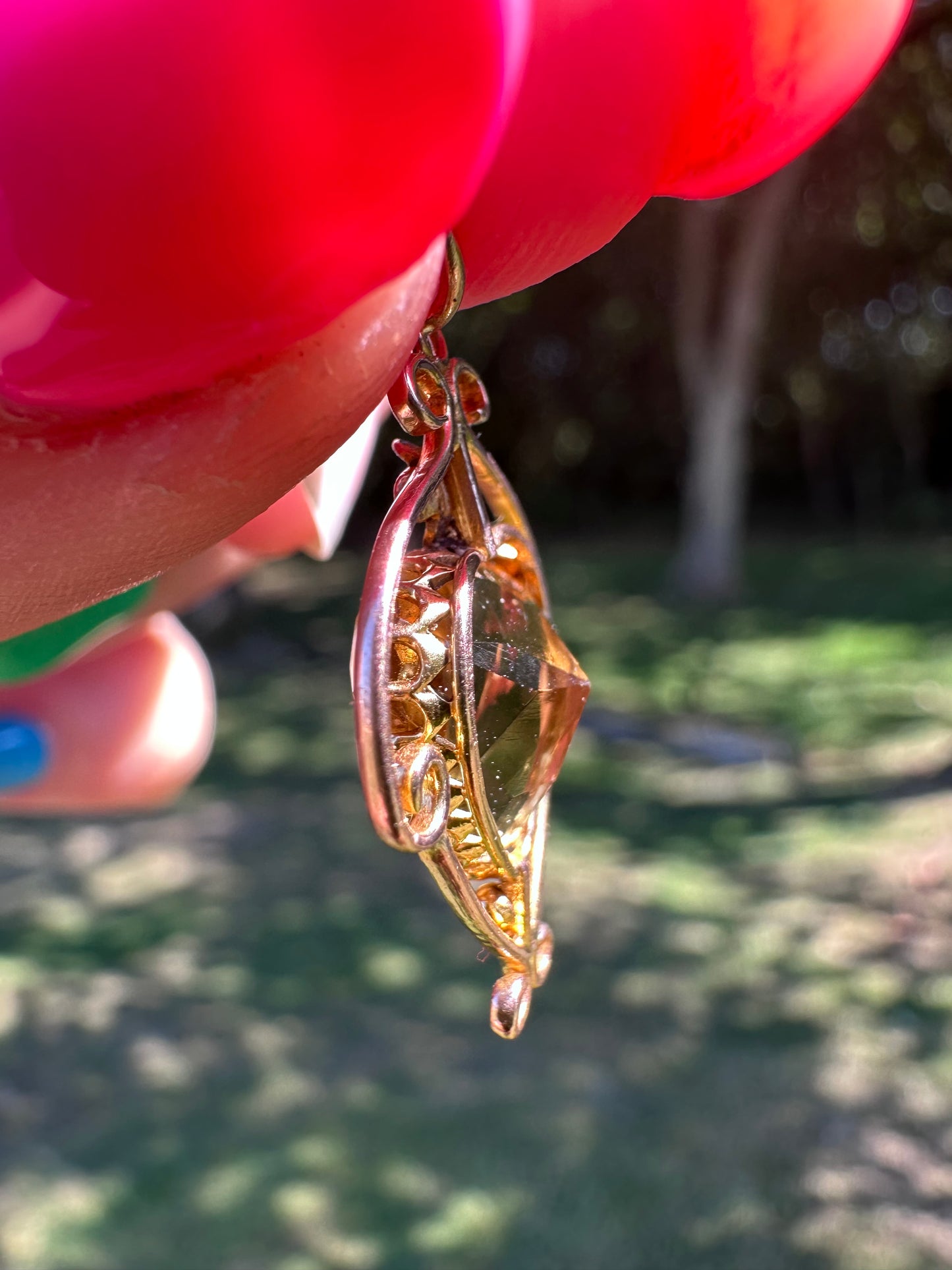 Edwardian 9ct Gold Citrine Heart Pendant