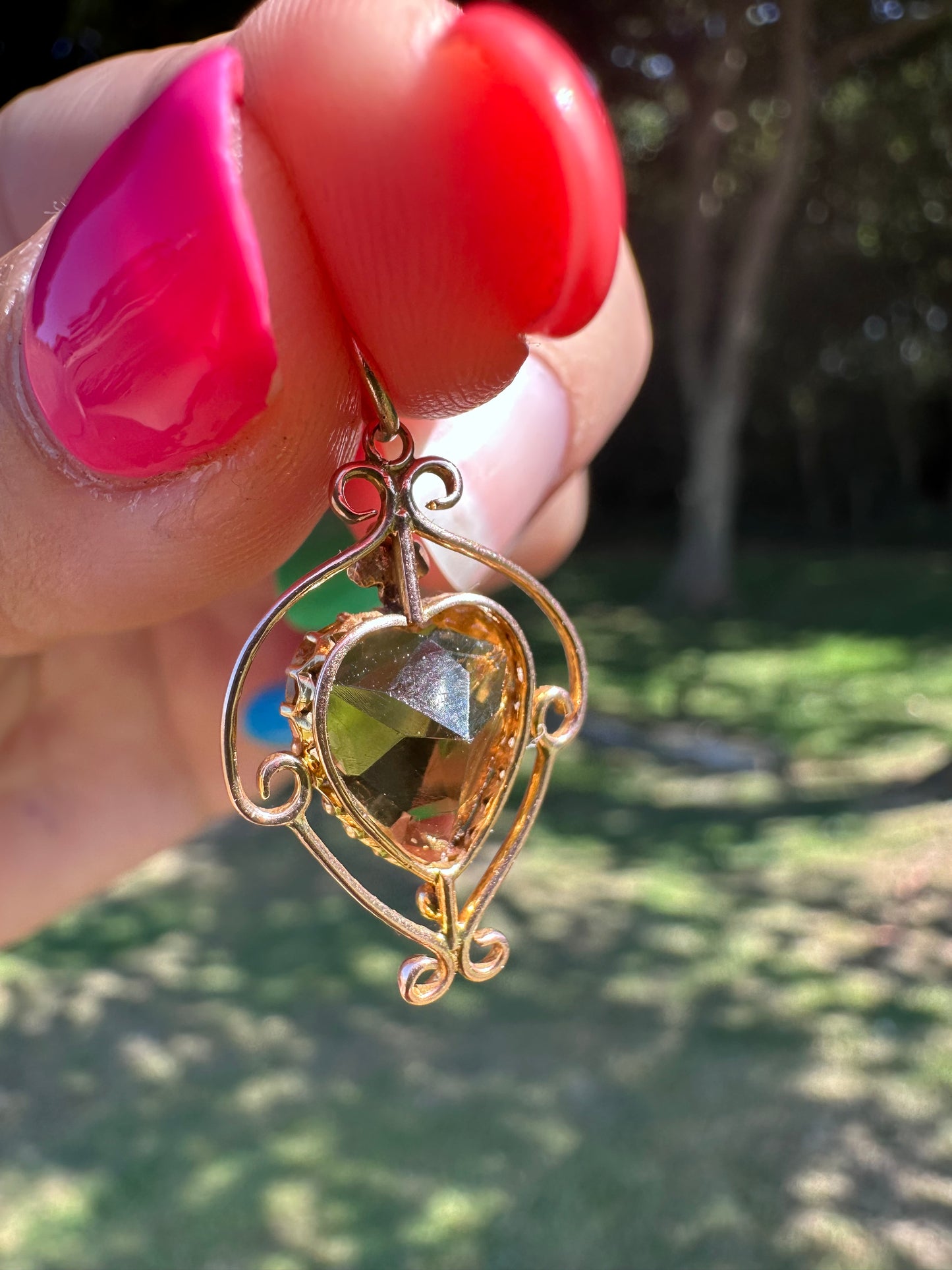 Edwardian 9ct Gold Citrine Heart Pendant