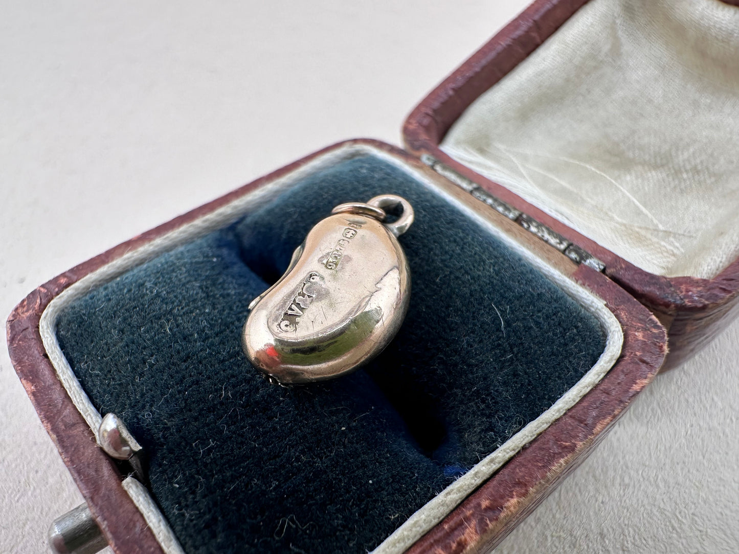 Antique 9ct gold Lucky Bean Charm with star set Iolite