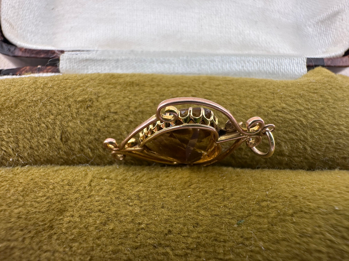Edwardian 9ct Gold Citrine Heart Pendant