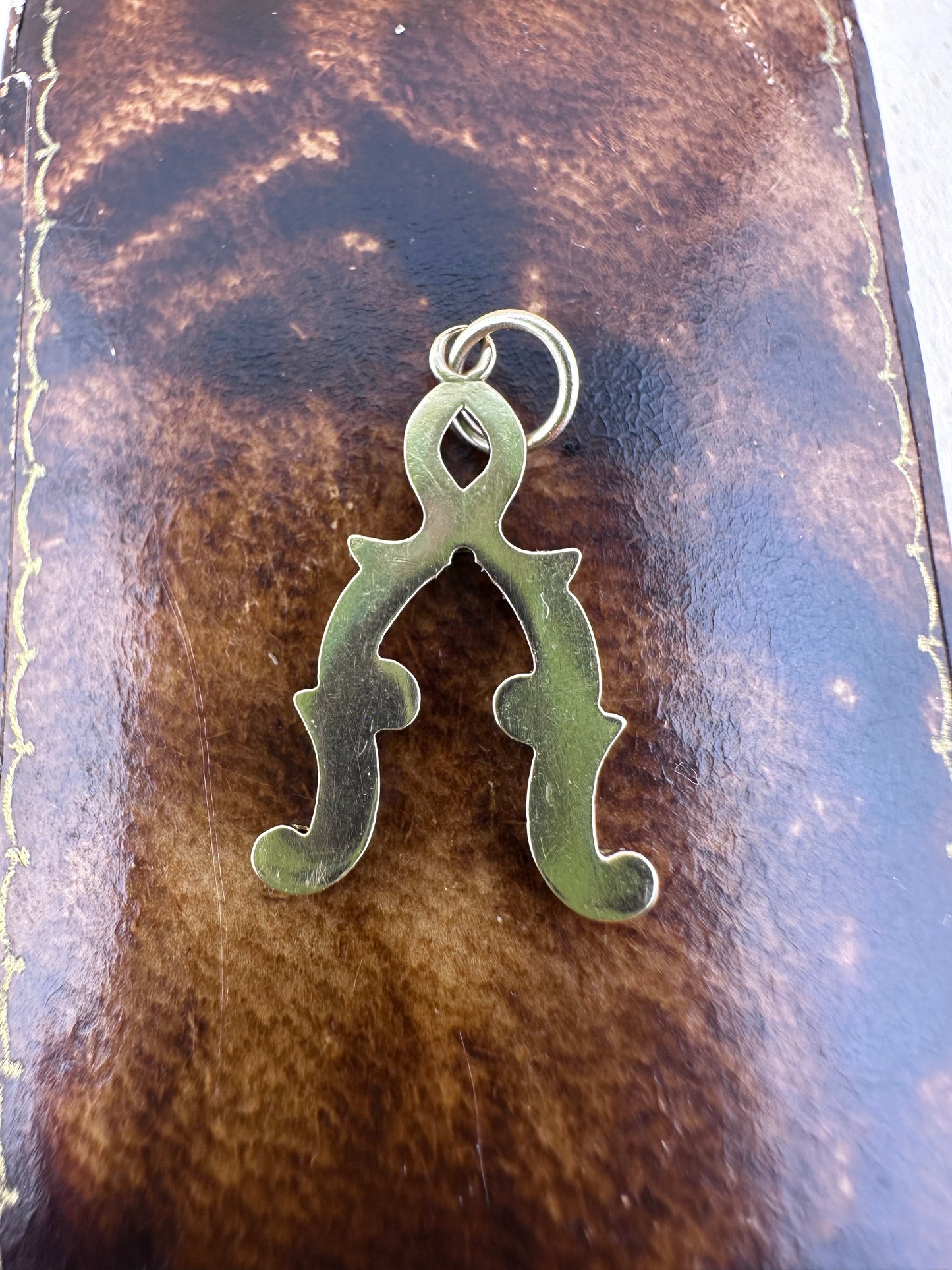 9ct Gold Turquoise Wishbone charm