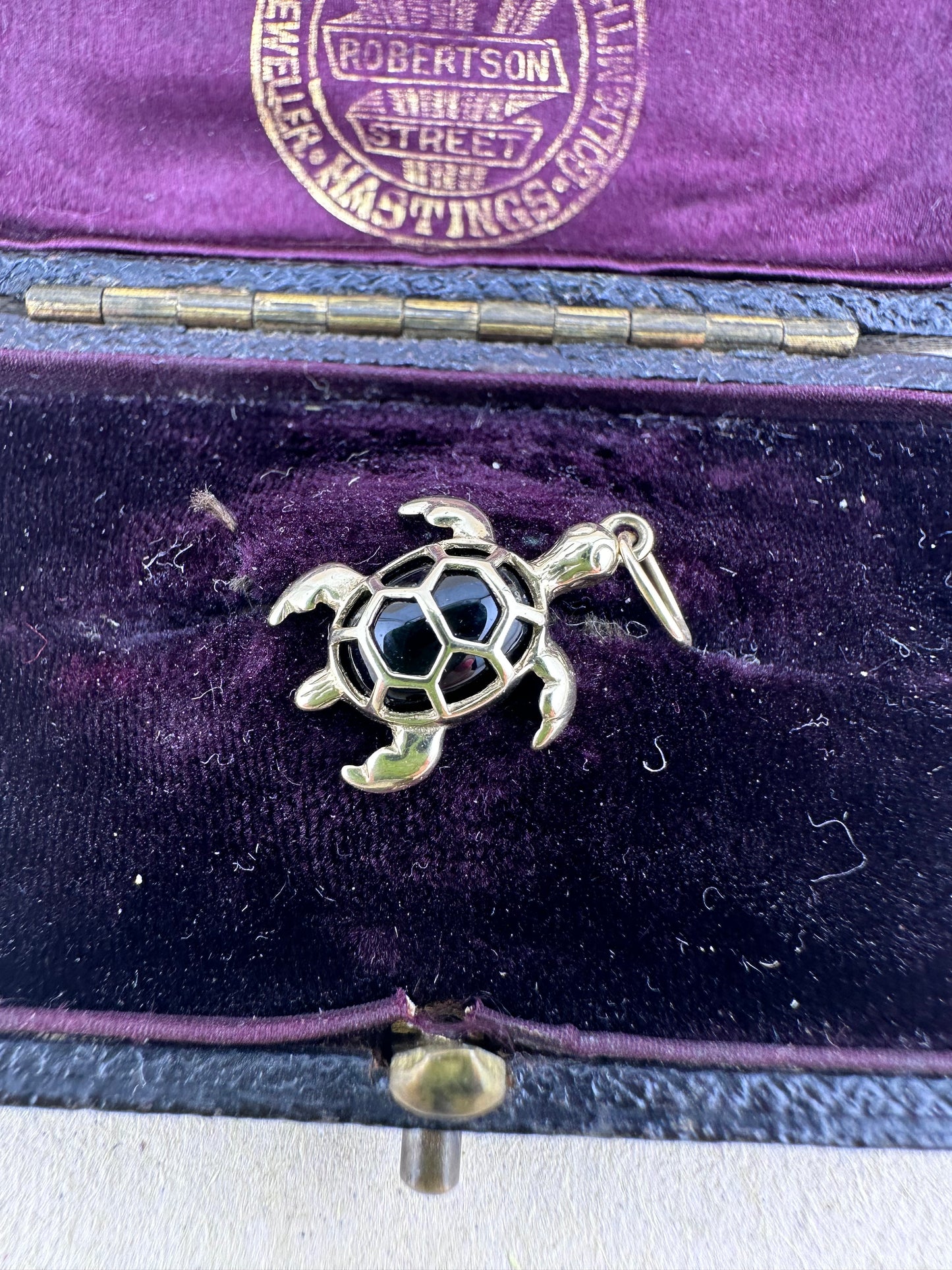 Vintage 9ct Gold Onyx Turtle charm