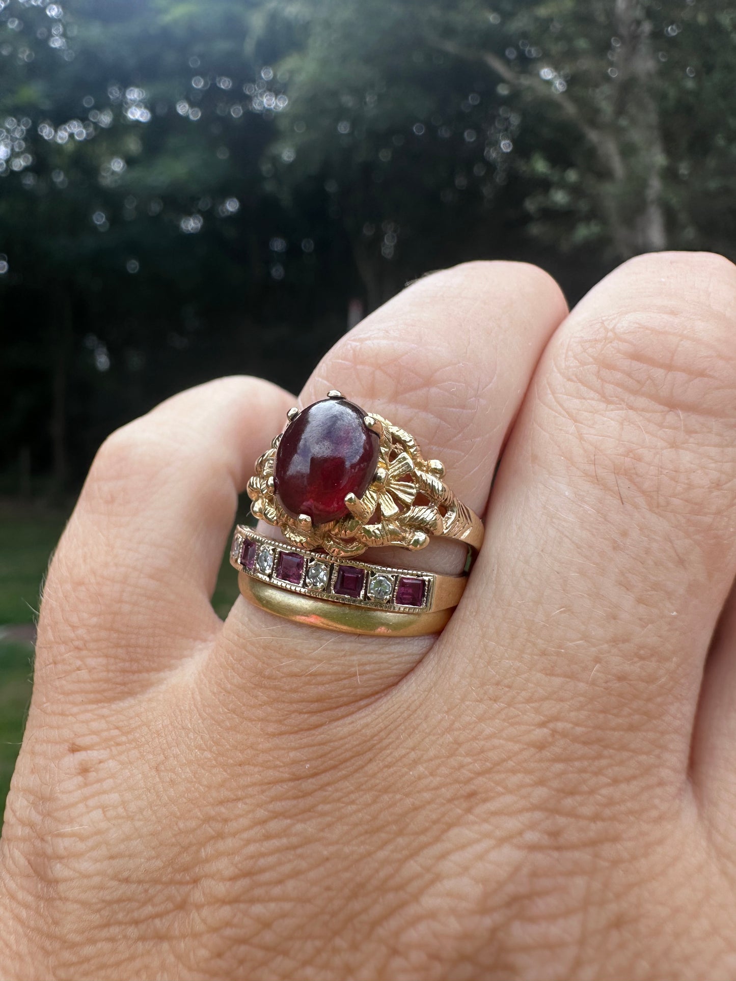 9ct Gold Diamond and Ruby Half eternity band