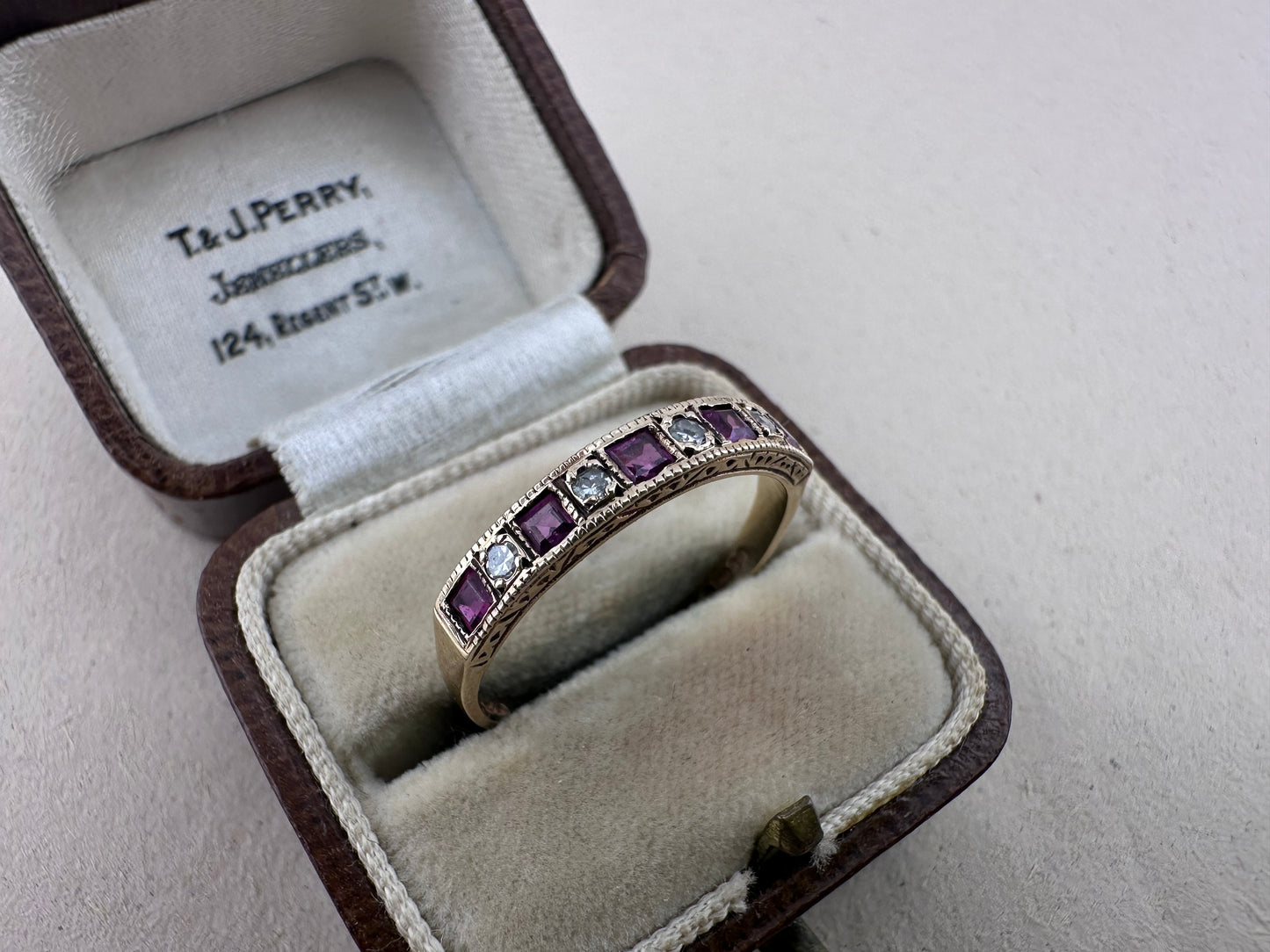 9ct Gold Diamond and Ruby Half eternity band