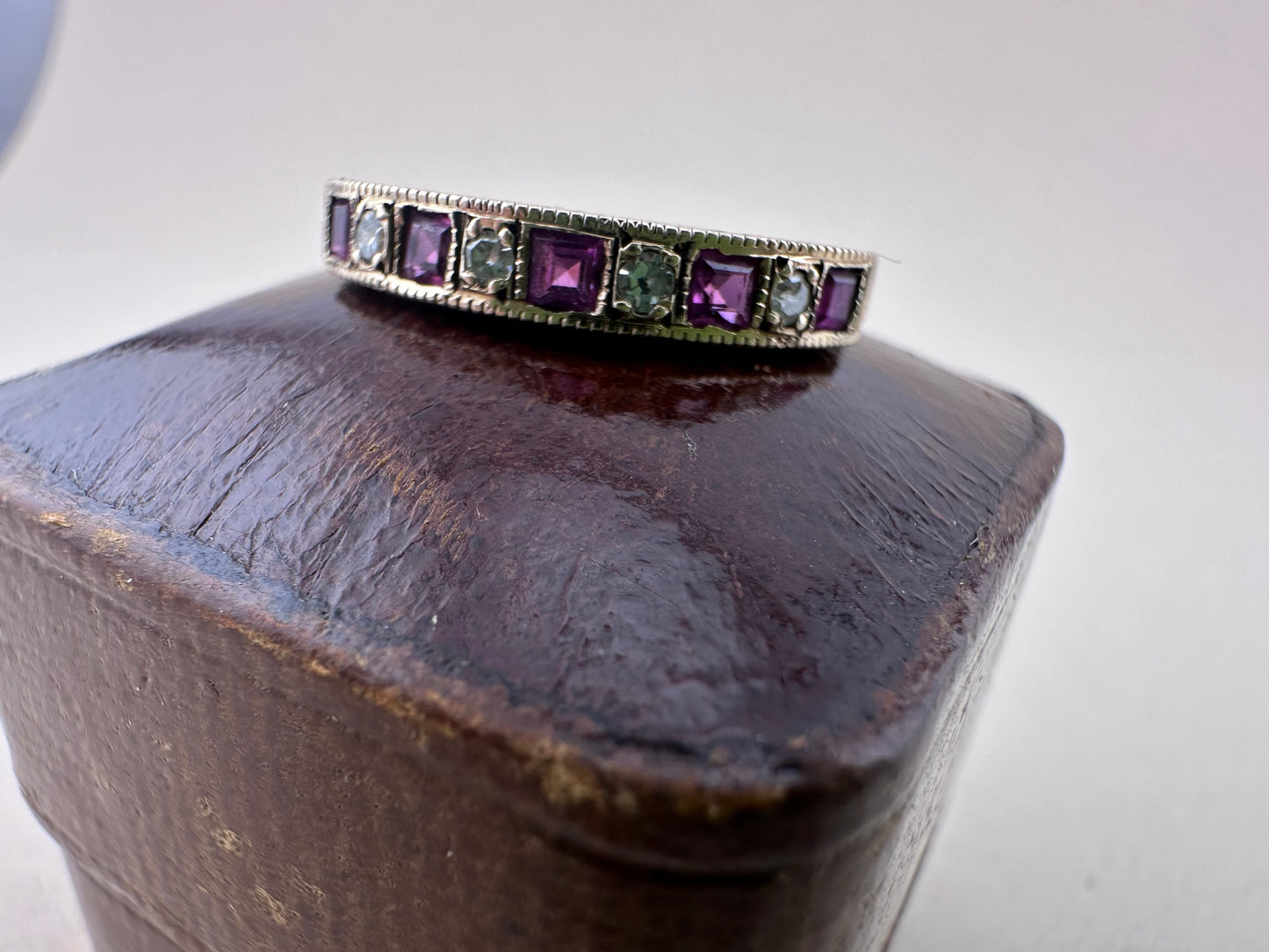 9ct Gold Diamond and Ruby Half eternity band