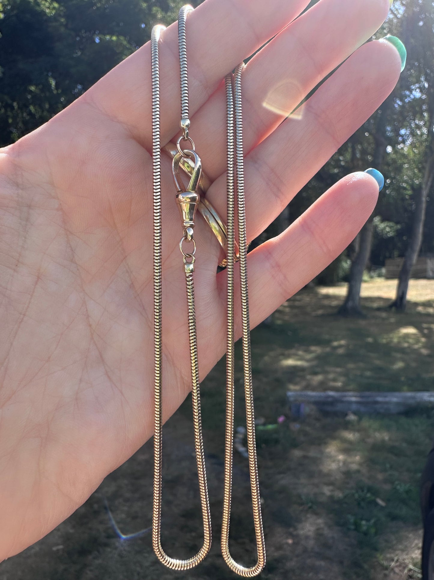 Vintage 9ct Gold Snake chain with Antique Dog Clip