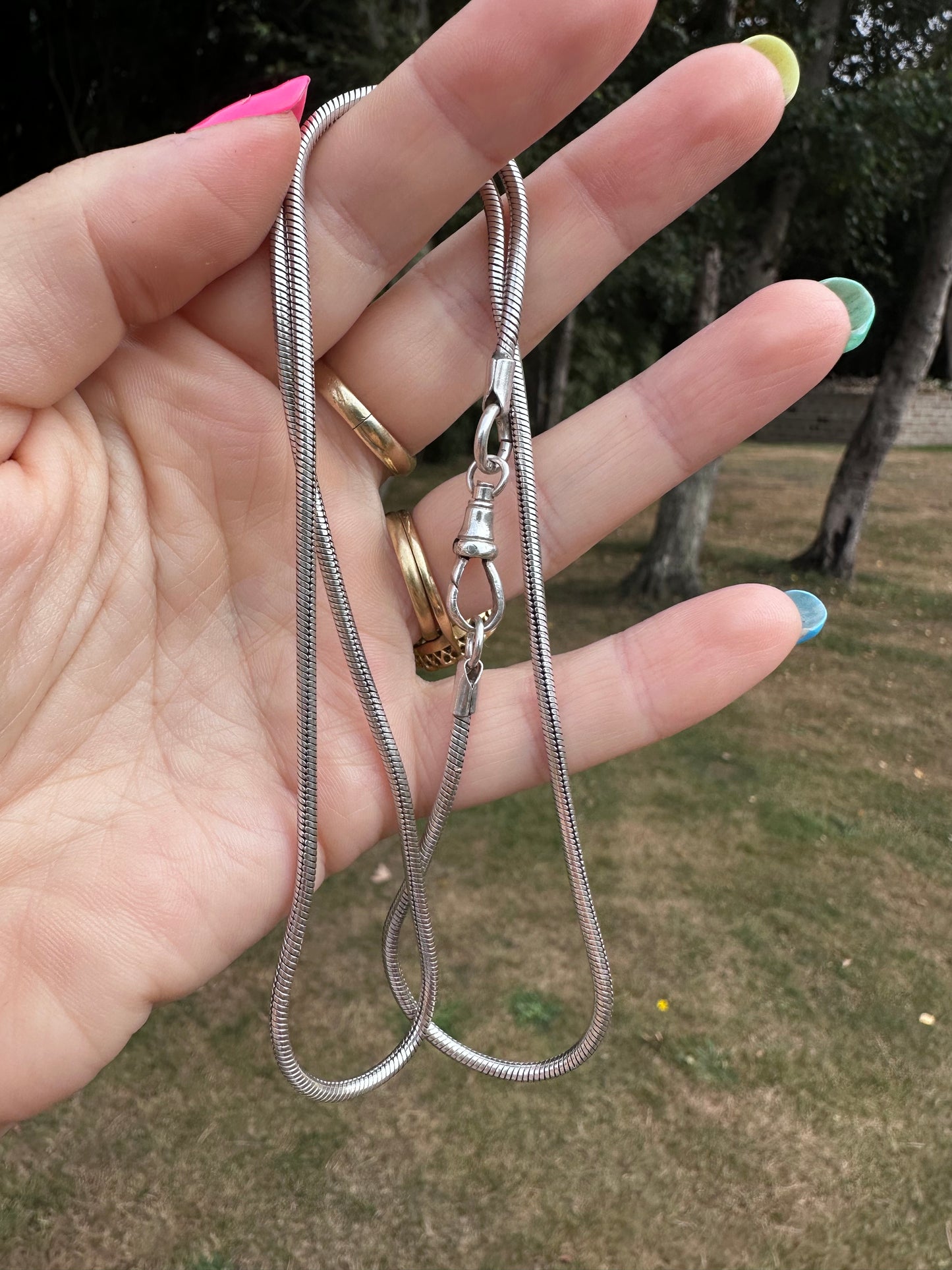 Sterling Silver Snake chain with dog clip