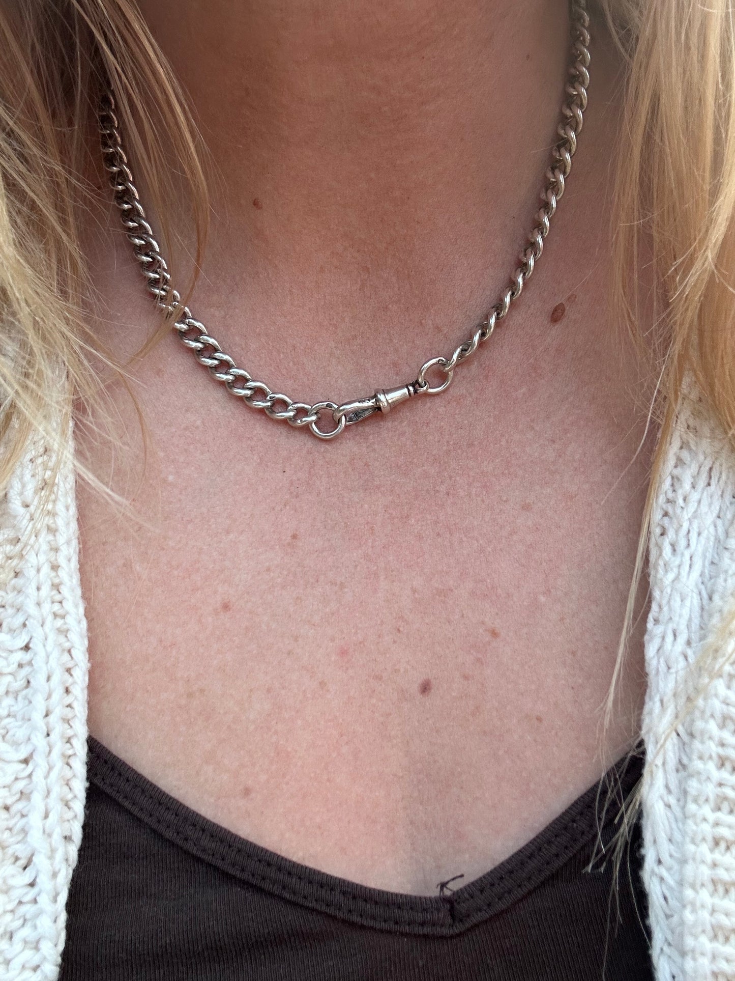 Antique Sterling silver Albert chain with dog clip