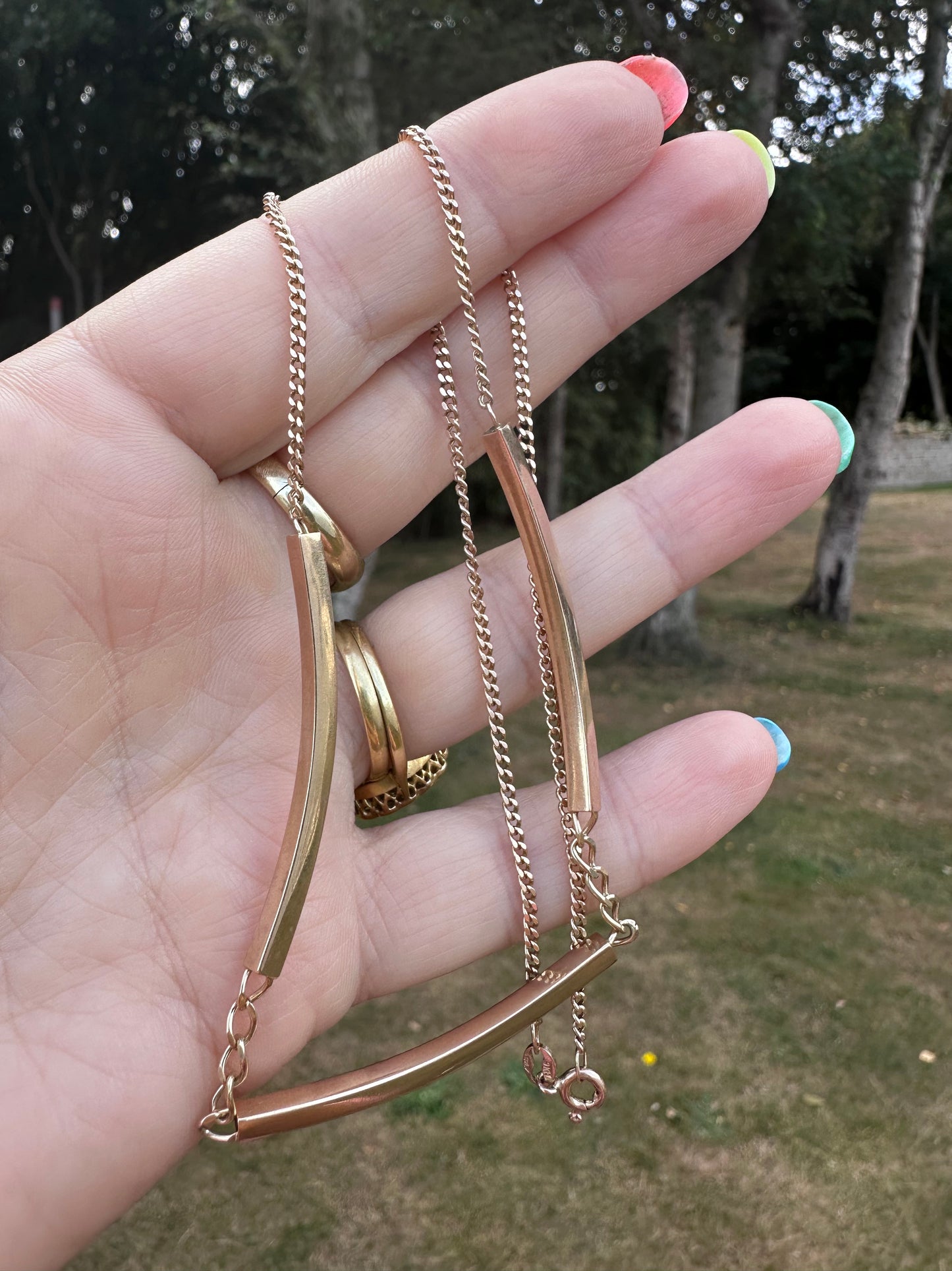 9ct yellow Gold Italian Curb and bar chain