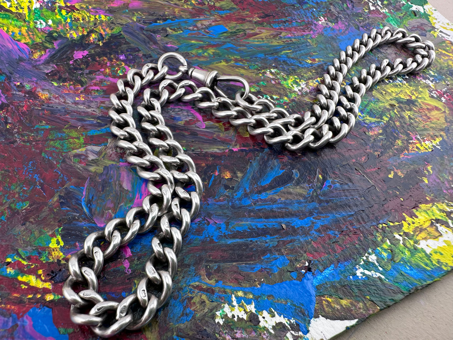 Antique Sterling silver Albert chain with dog clip